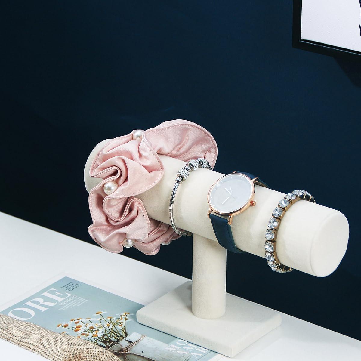 Soporte Organizador de Joyería T-Bar Coward Terciopelo Beige