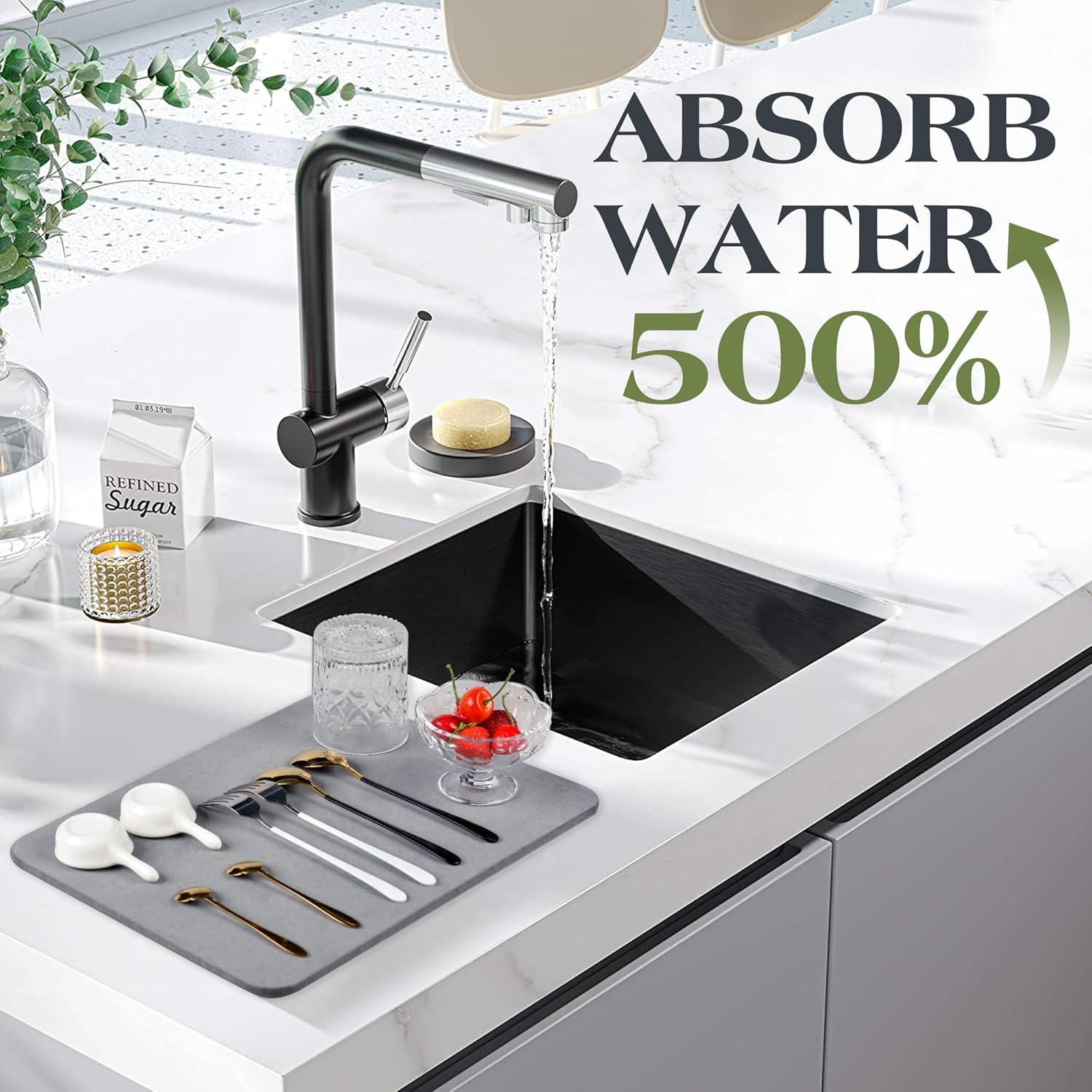 Alfombrilla de Secado de Piedra AOTASO 30x40 cm Gris Antideslizante