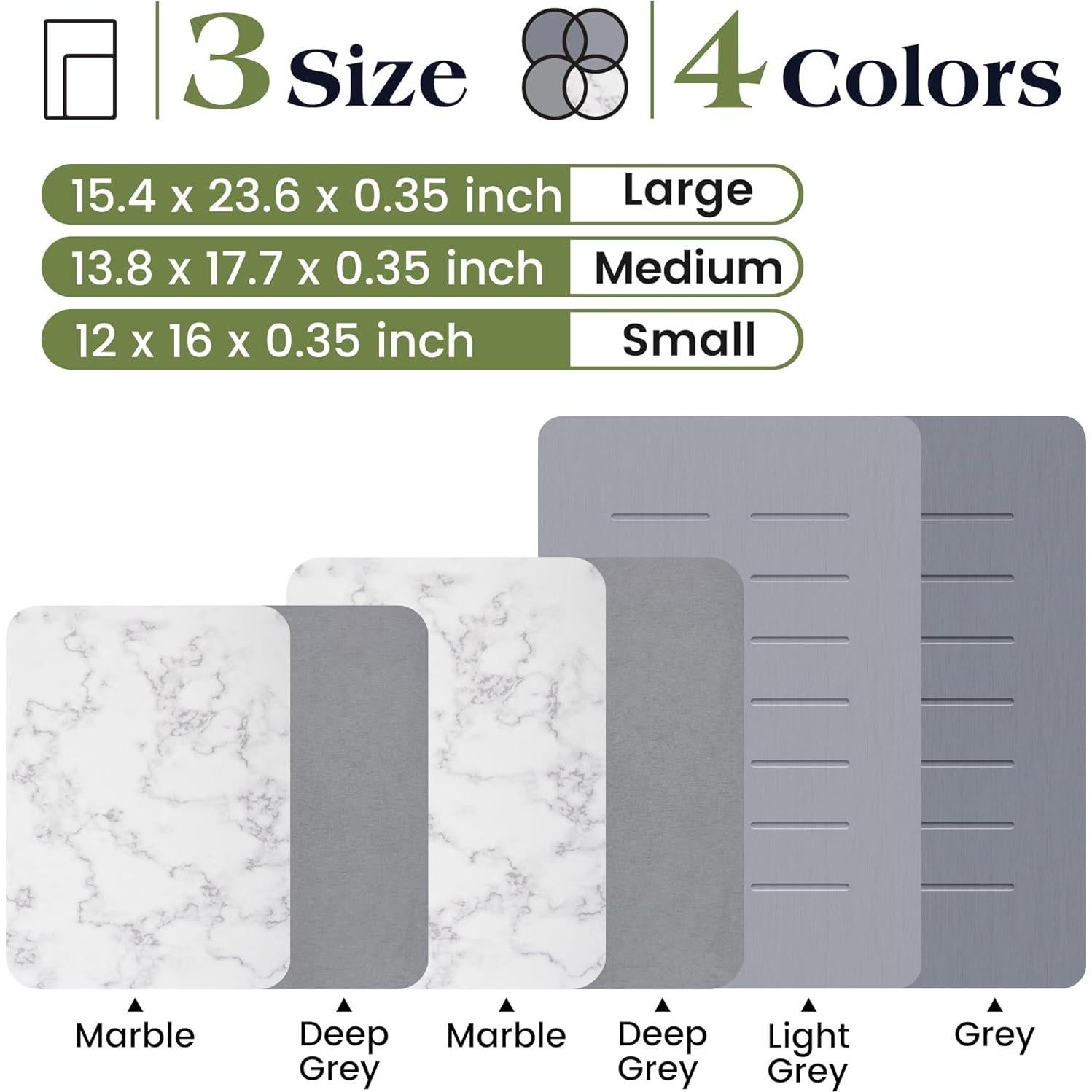 Alfombrilla de Secado de Piedra AOTASO 30x40 cm Gris Antideslizante