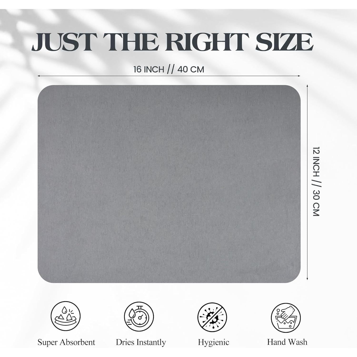 Alfombrilla de Secado de Piedra AOTASO 30x40 cm Gris Antideslizante