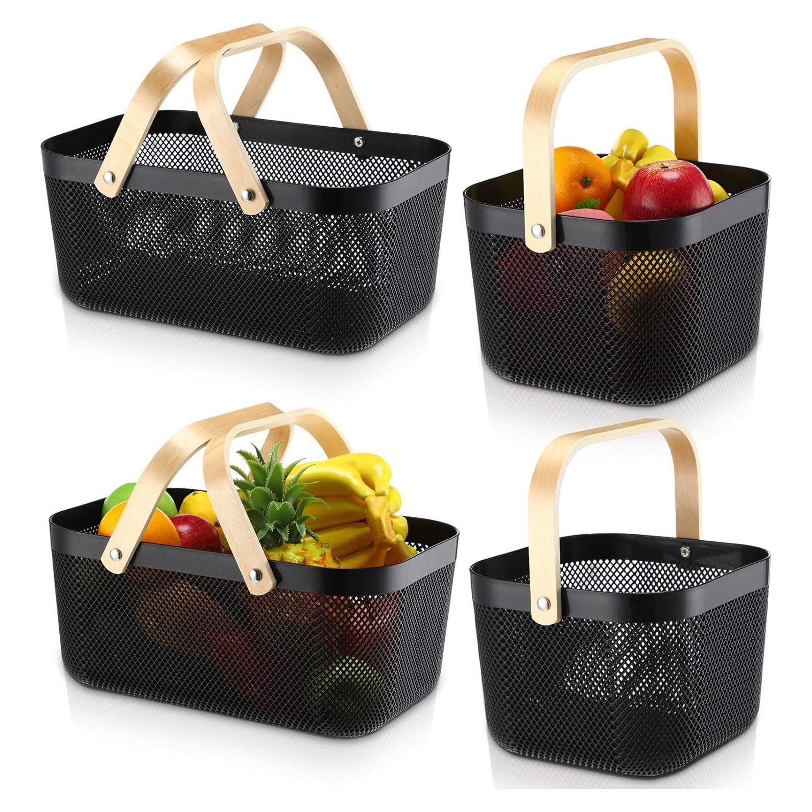 Canasta de Malla Plástica Sadnyy 4 Pcs Negra para Almacenamiento