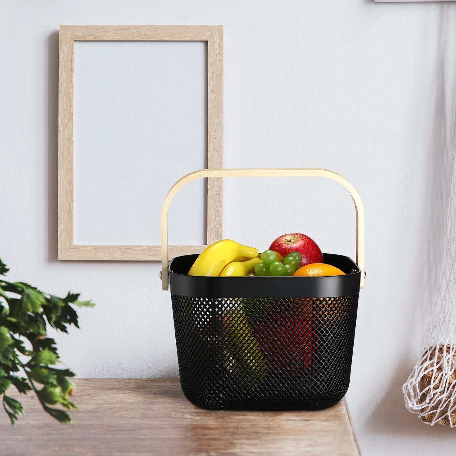 Canasta de Malla Plástica Sadnyy 4 Pcs Negra para Almacenamiento