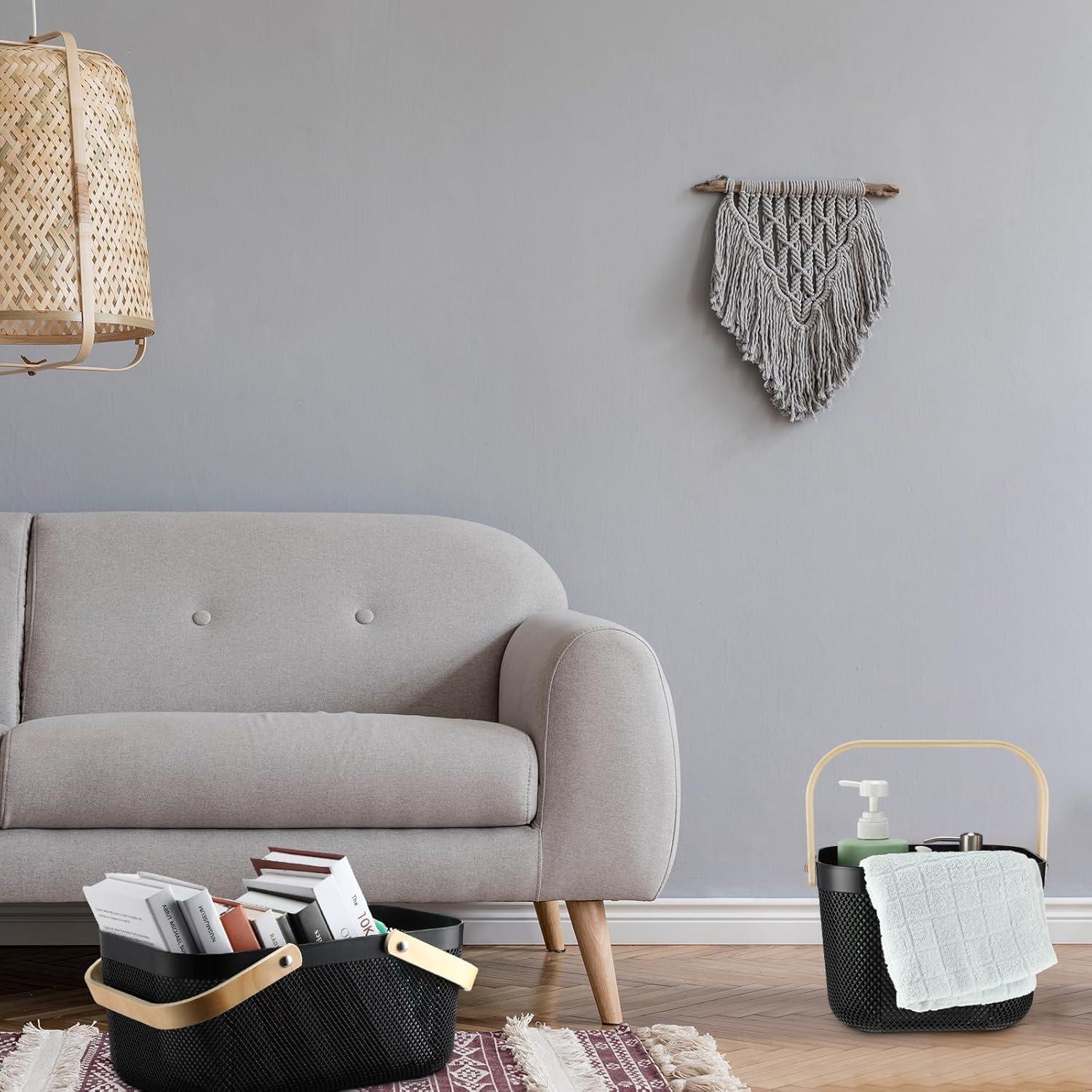 Canasta de Malla Plástica Sadnyy 4 Pcs Negra para Almacenamiento