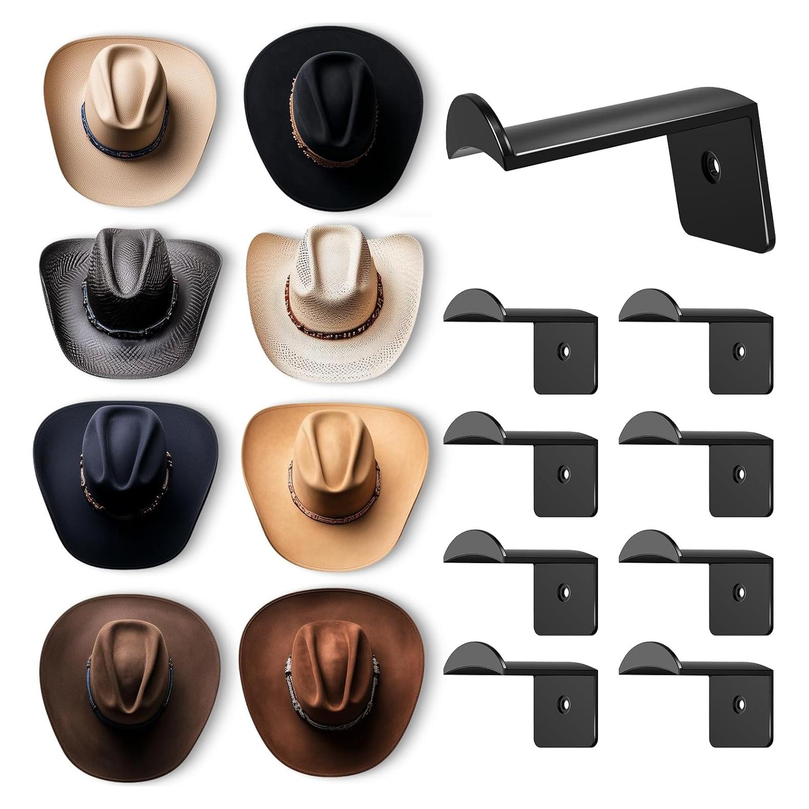 Ganchos para Sombreros Aoodaily - Paquete de 8, Negro, 7.1 cm