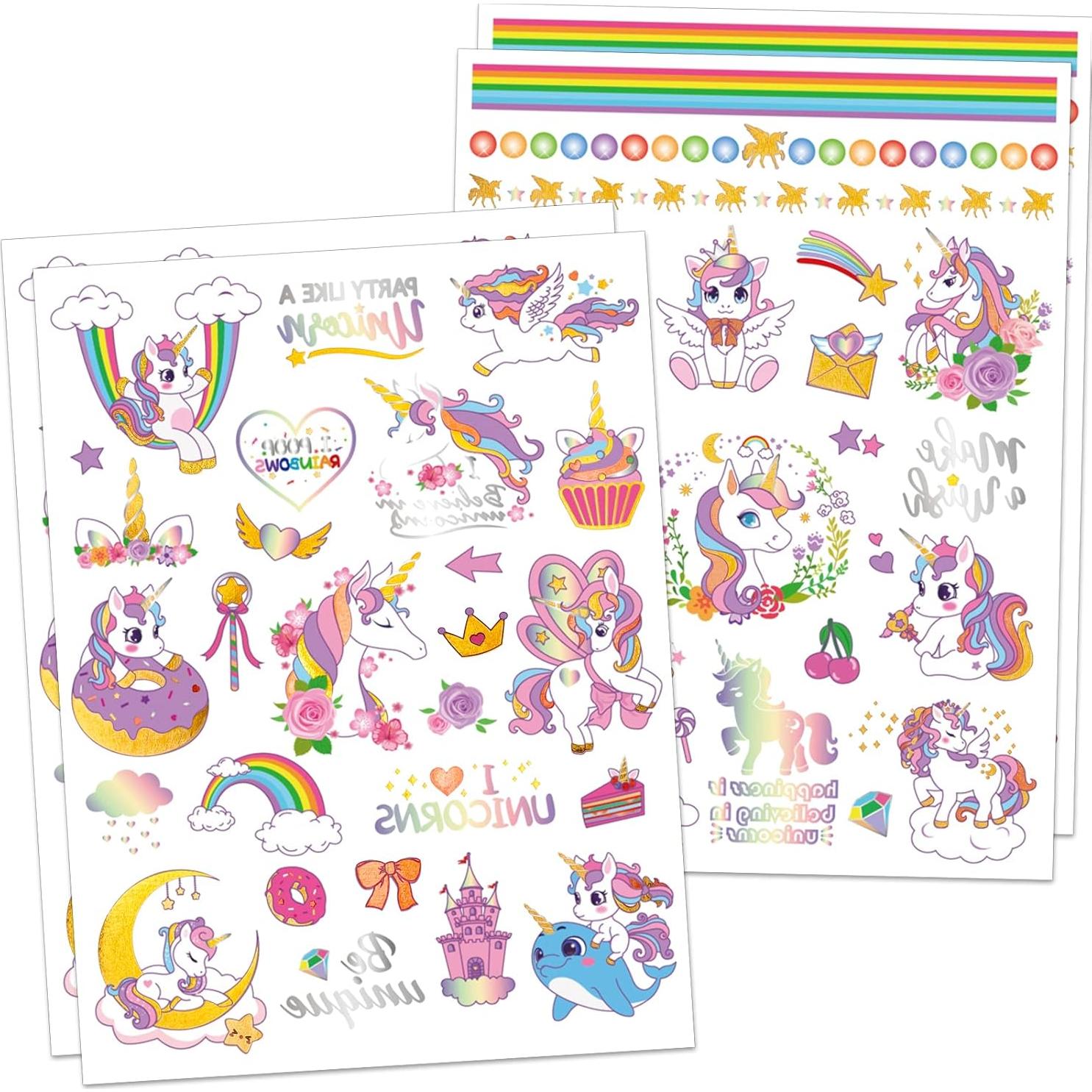 Tatuajes Temporales para Niños Konsait - 4 Hojas, 98 Diseños