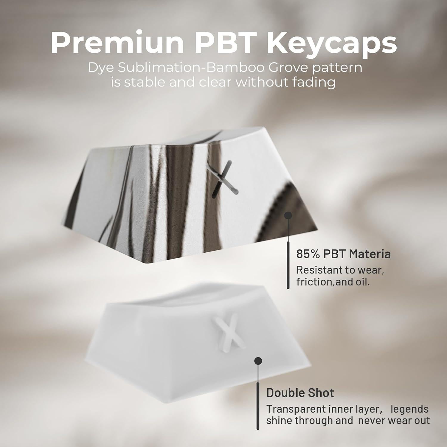 Teclas de Bambú Grove XVX PBT Doble Inyección 131 Teclas