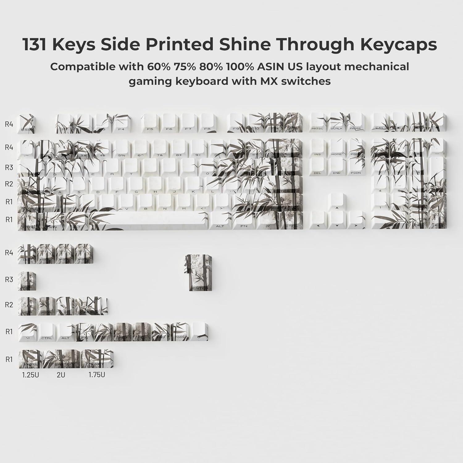 Teclas de Bambú Grove XVX PBT Doble Inyección 131 Teclas