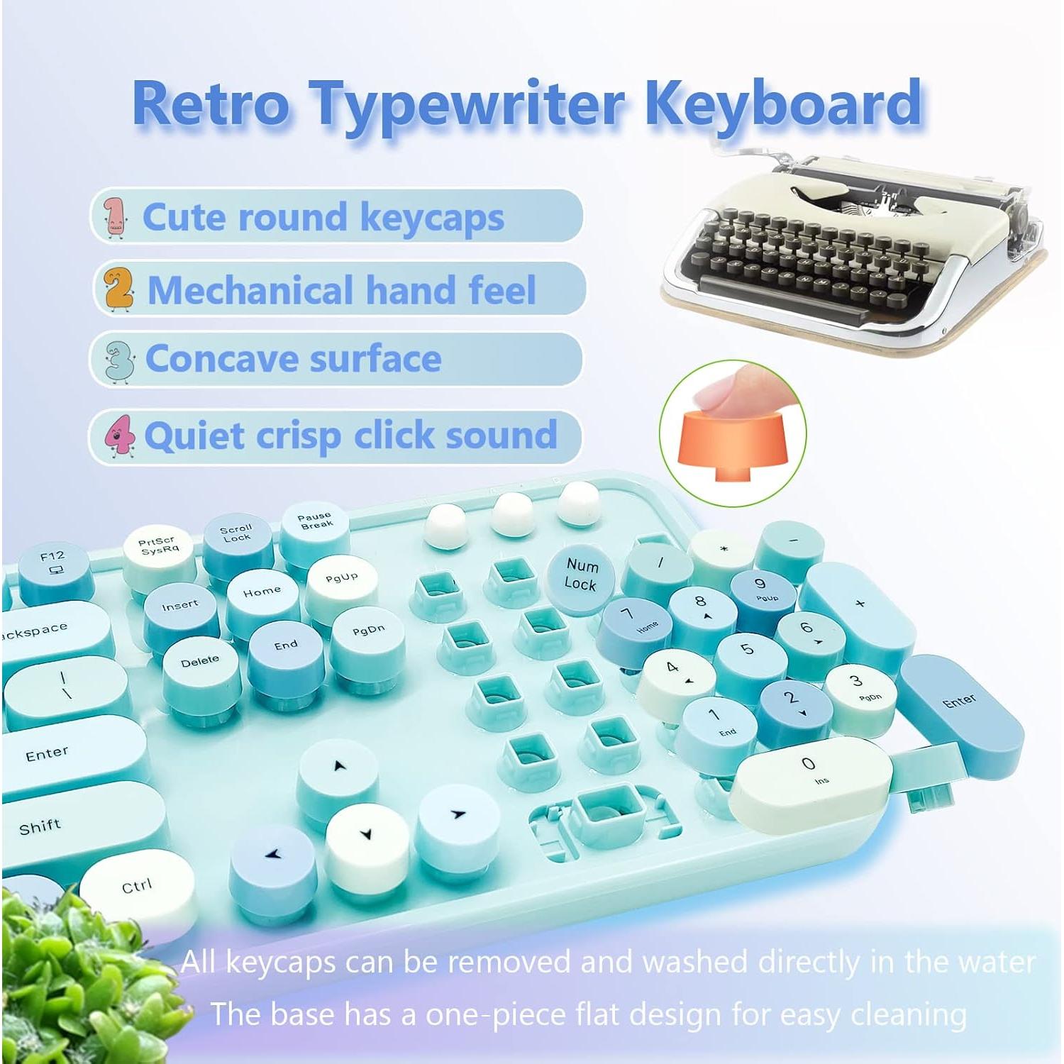 Combo Teclado y Ratón Inalámbrico Ergonómico Seaciyan Azul