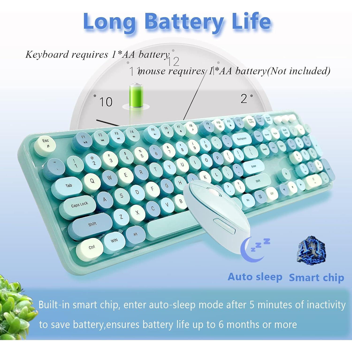 Combo Teclado y Ratón Inalámbrico Ergonómico Seaciyan Azul