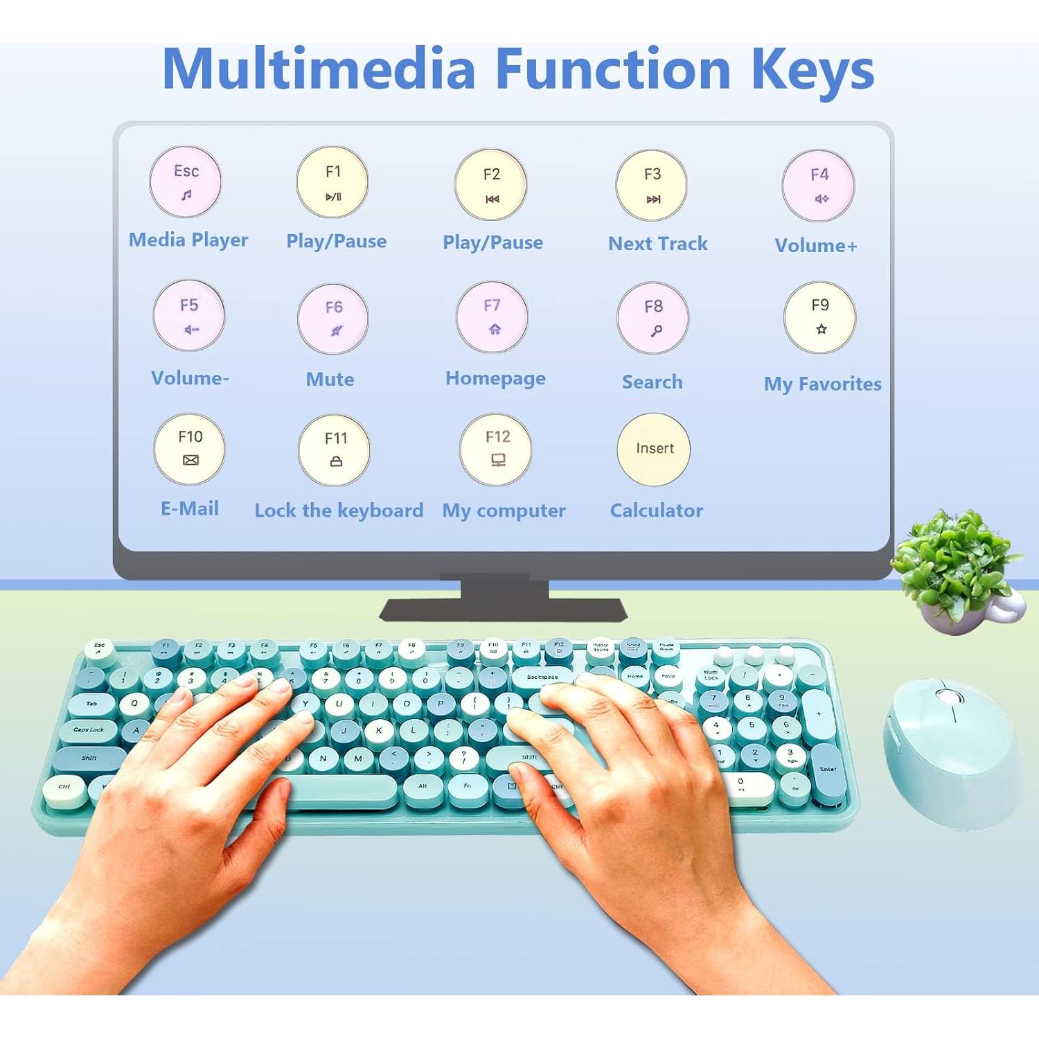Combo Teclado y Ratón Inalámbrico Ergonómico Seaciyan Azul