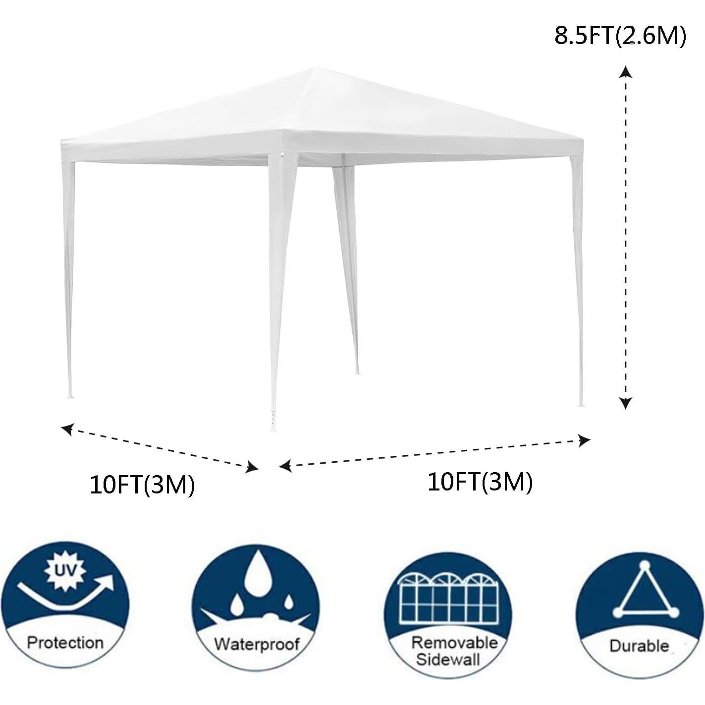 Carpa Gazebo Exterior ANEUHS 10x10m Impermeable con Paredes Removibles