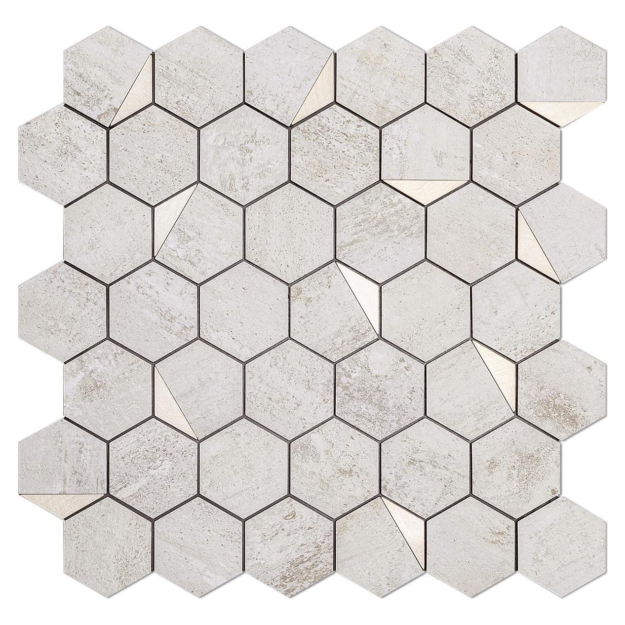 Azulejo Hexagonal Autoadhesivo DICOFUN Beige y Dorado 30.48x30.48cm