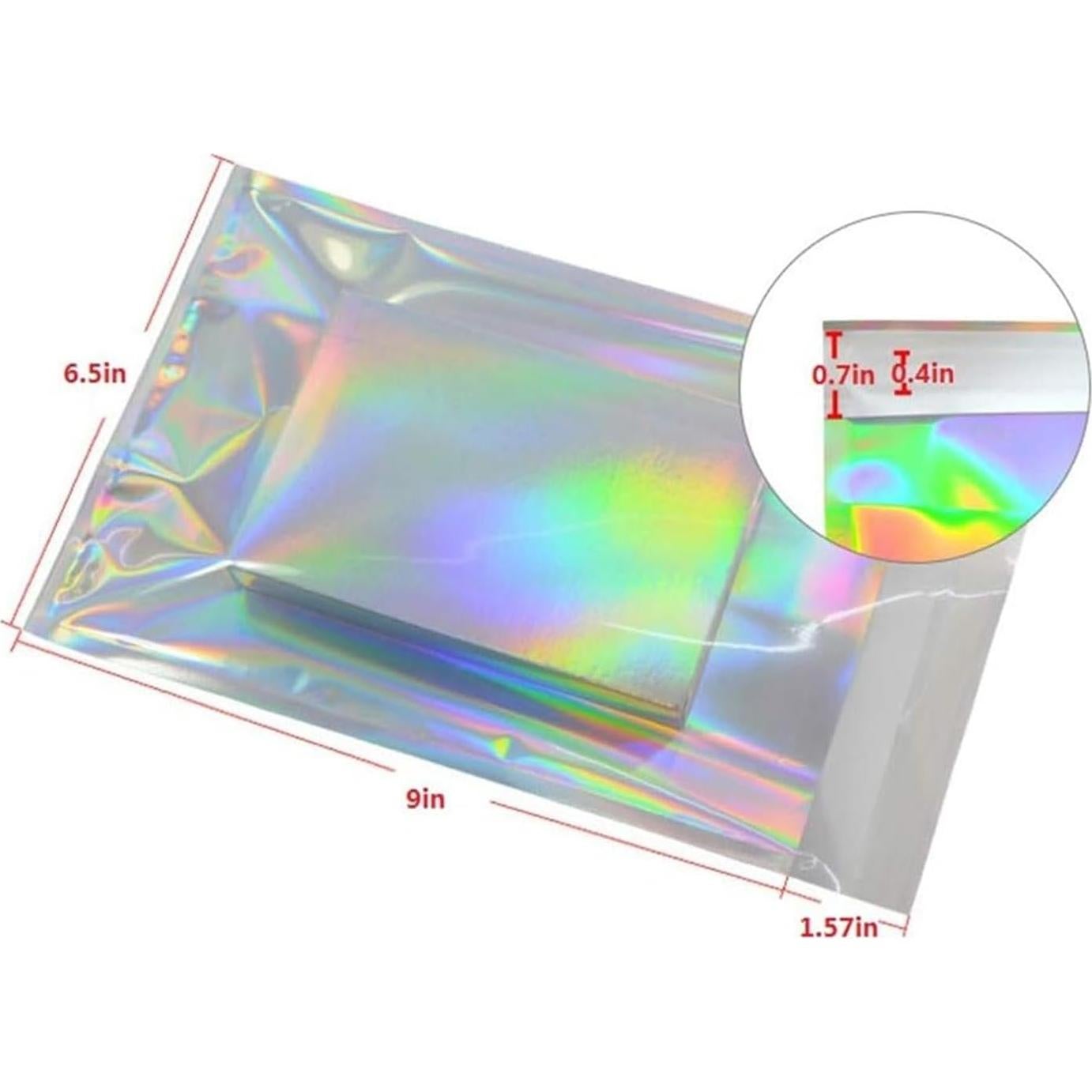 100 Bolsas de Polietileno Holográficas Autoadhesivas 11.5x16.5cm NATX