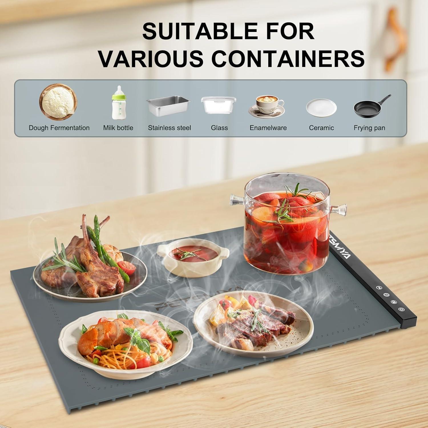 Alfombrilla Calentadora de Comida PETSMYA Gris 60x40cm 300W