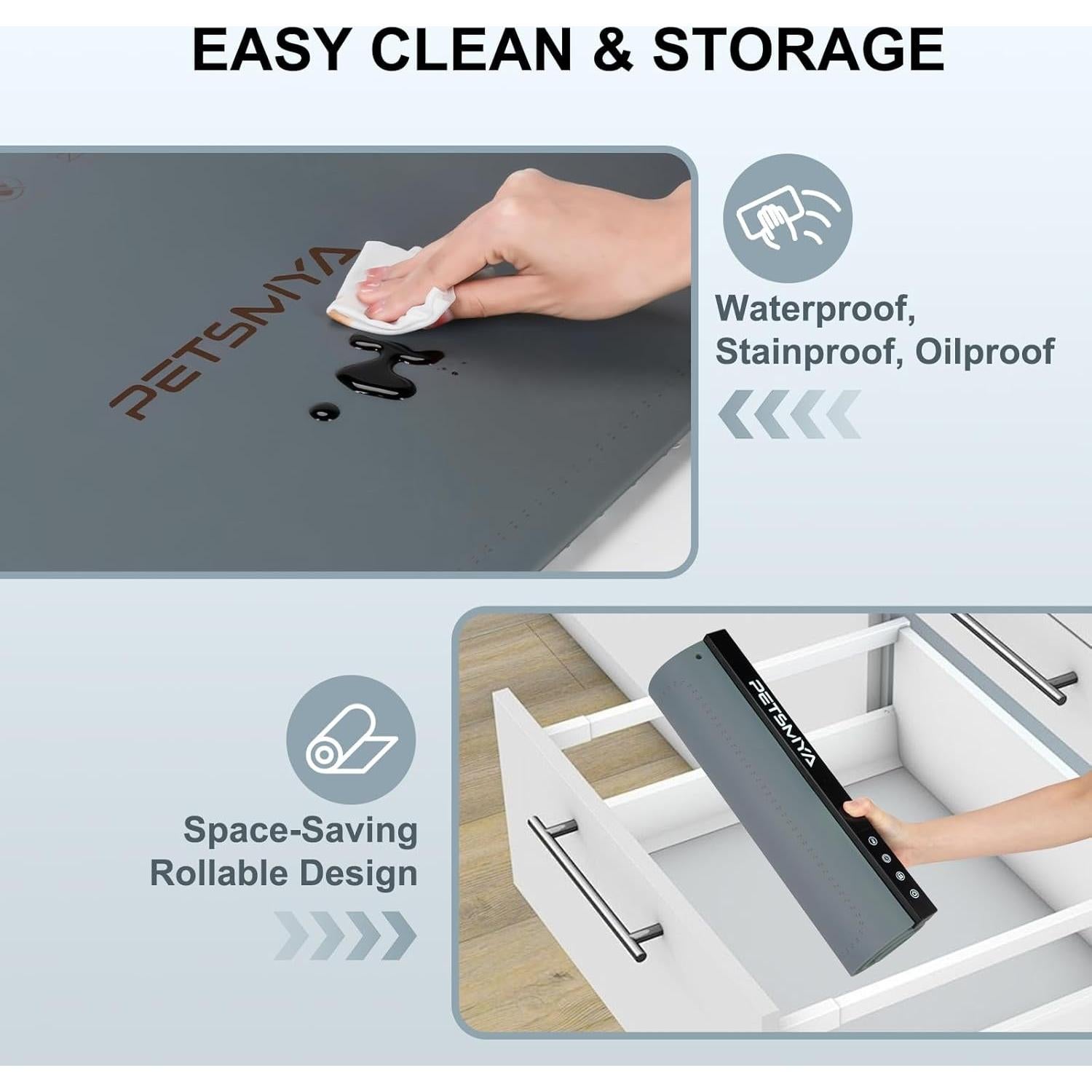 Alfombrilla Calentadora de Comida PETSMYA Gris 60x40cm 300W