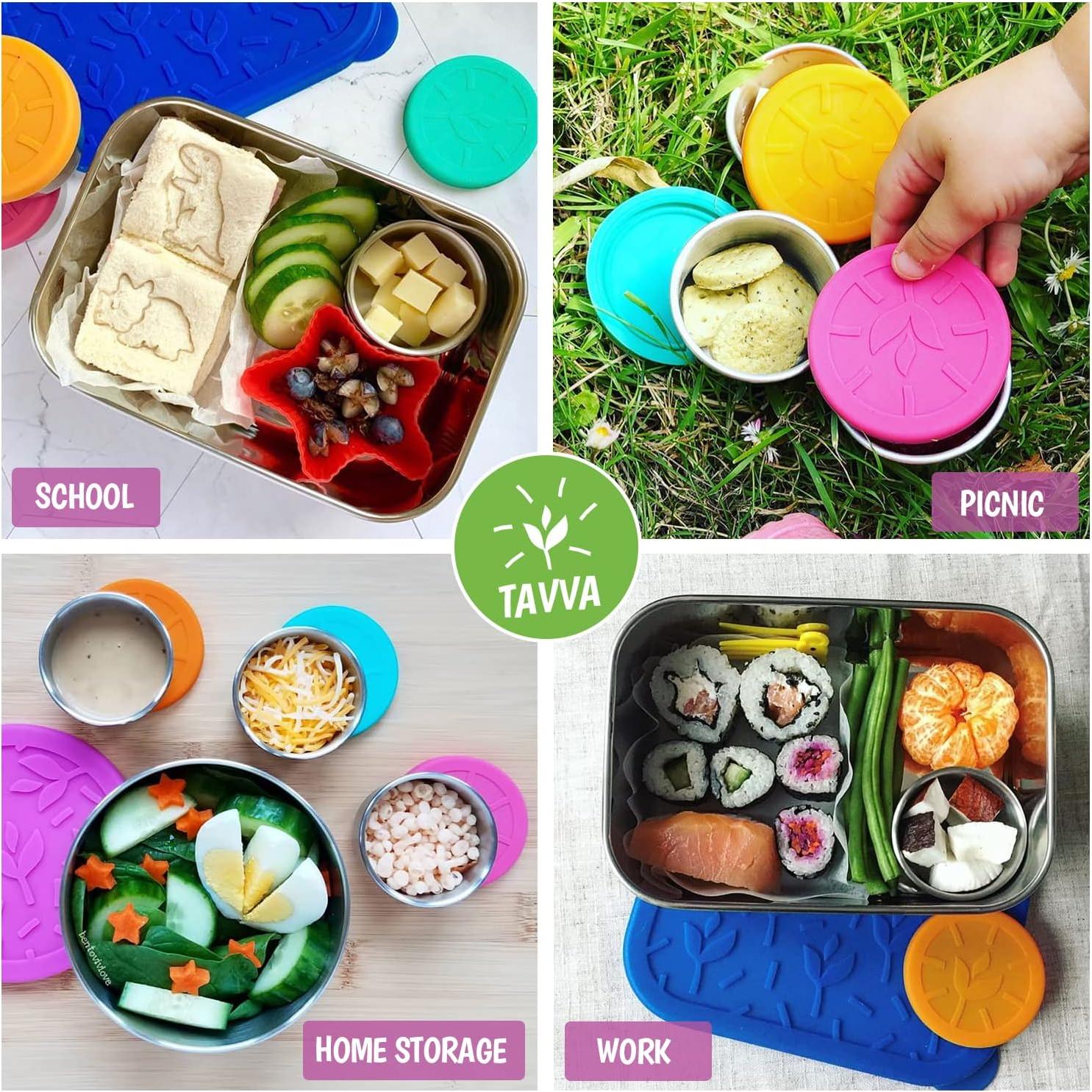 3 Contenedores de Acero Inoxidable TAVVA 50ml con Tapa Silicona