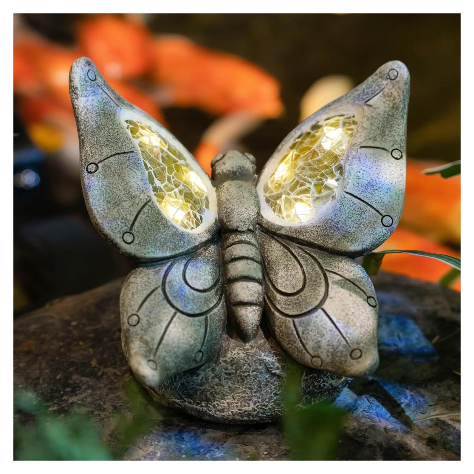 Estatua de Jardín Solar Mariposa Rezpuao Resina 16.99cm