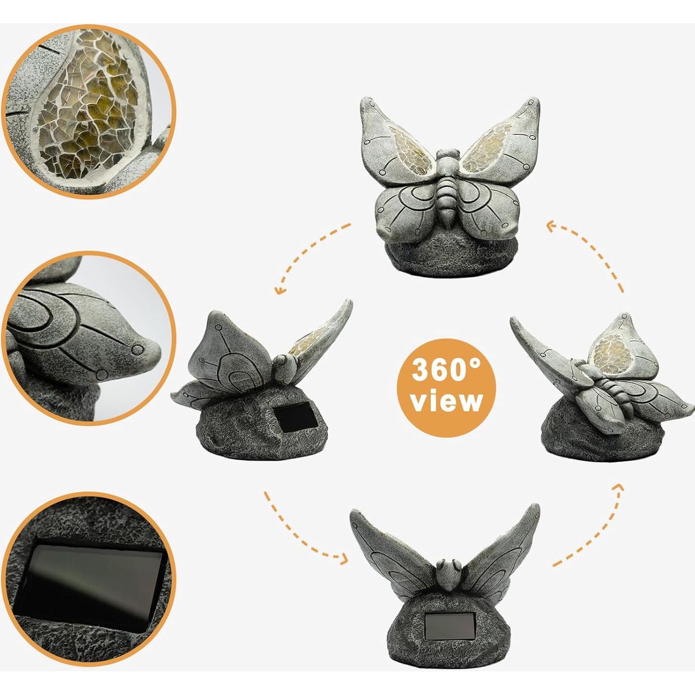 Estatua de Jardín Solar Mariposa Rezpuao Resina 16.99cm