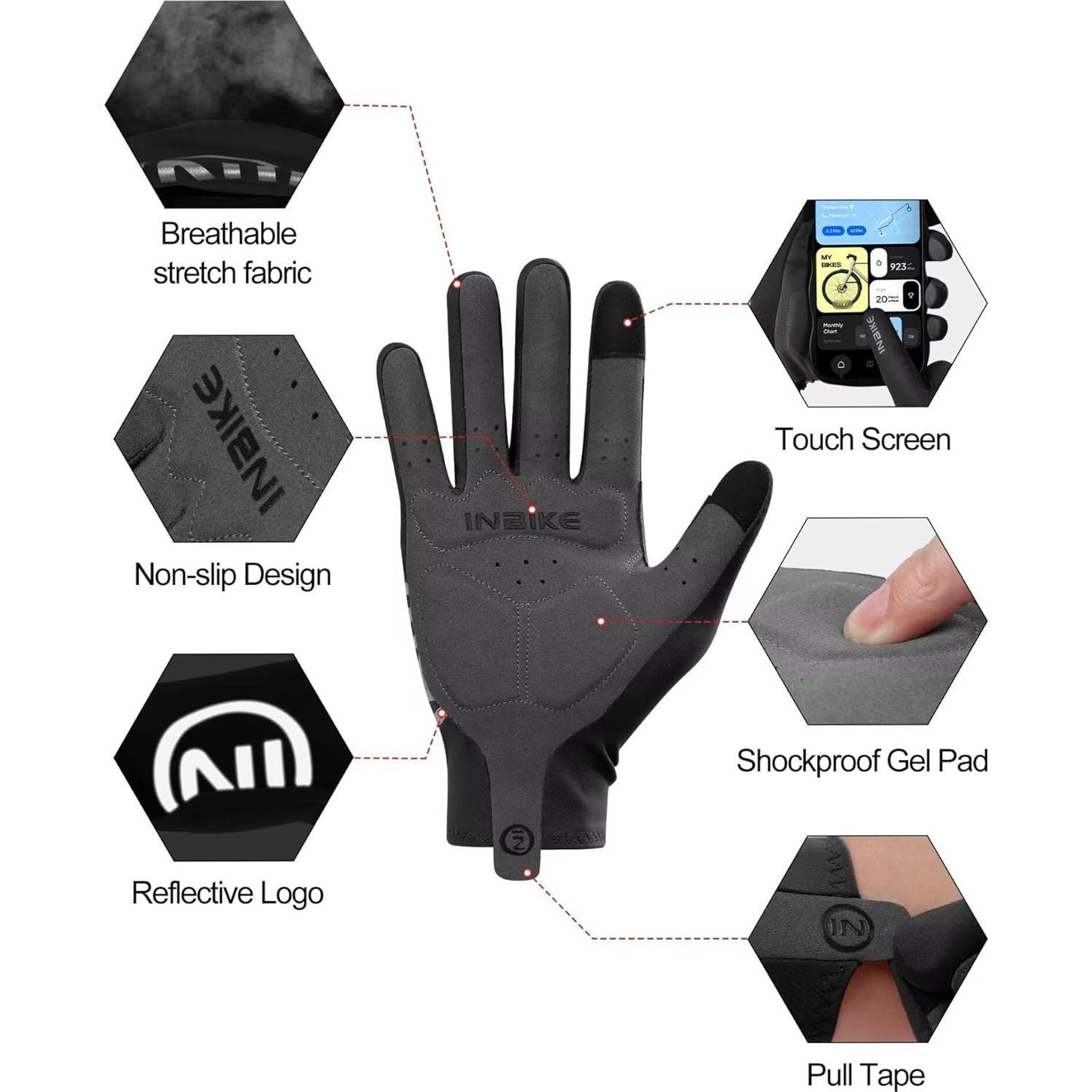 Guantes de Ciclismo INBIKE Transpirables Unisex con Almohadilla