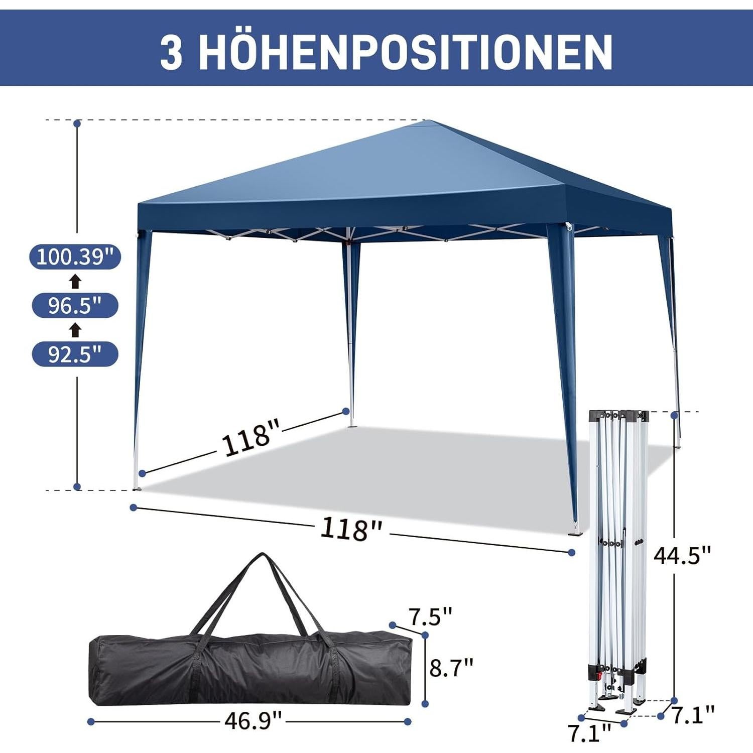Toldo Plegable MIIEELO 3x3m Impermeable con Protección UV