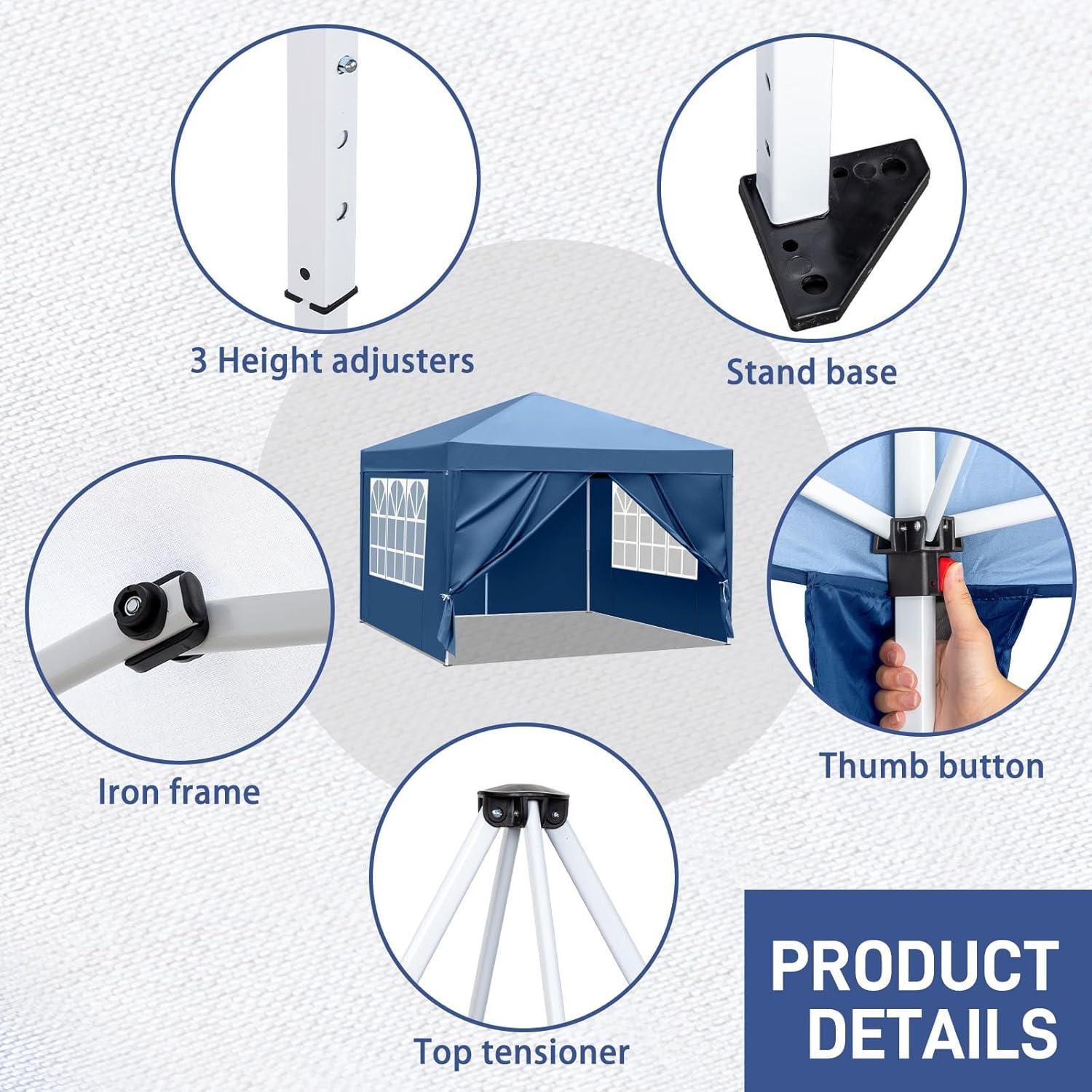 Toldo Plegable MIIEELO 3x3m Impermeable con Protección UV