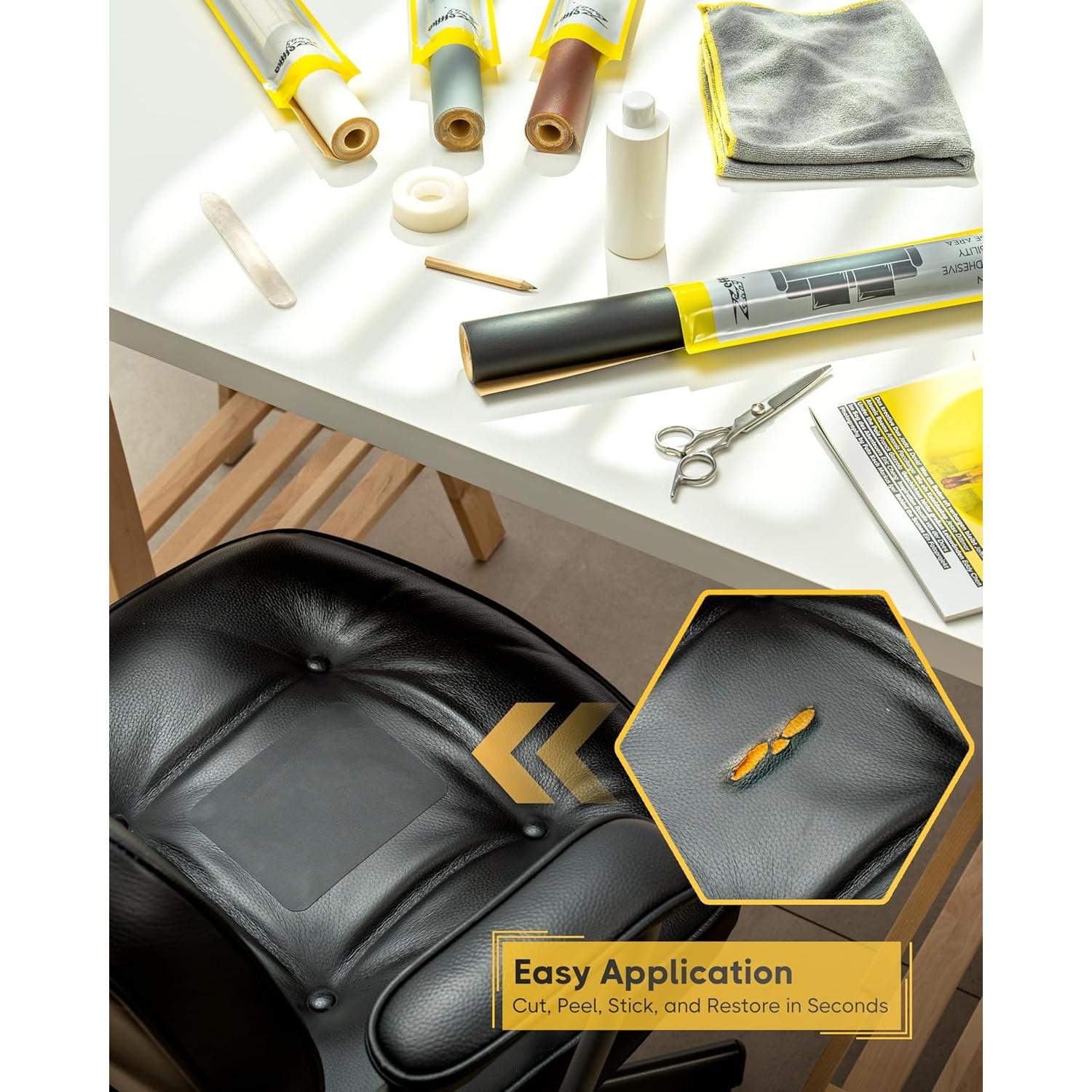 Parche de Reparación de Cuero ZEFFFKA 40.6 x 150 cm Autoadhesivo