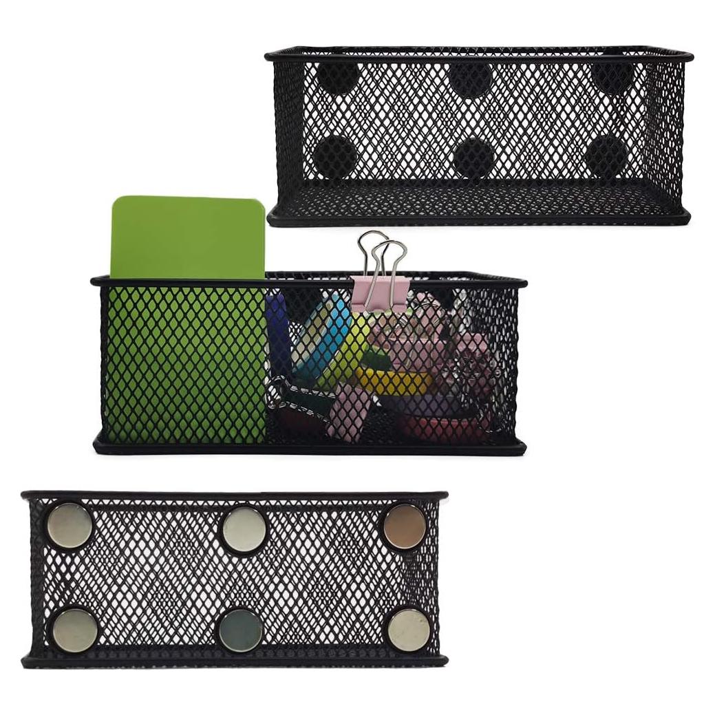 Juego de 3 Cestas Magnéticas EASEPRES - Organizador de Malla Negra