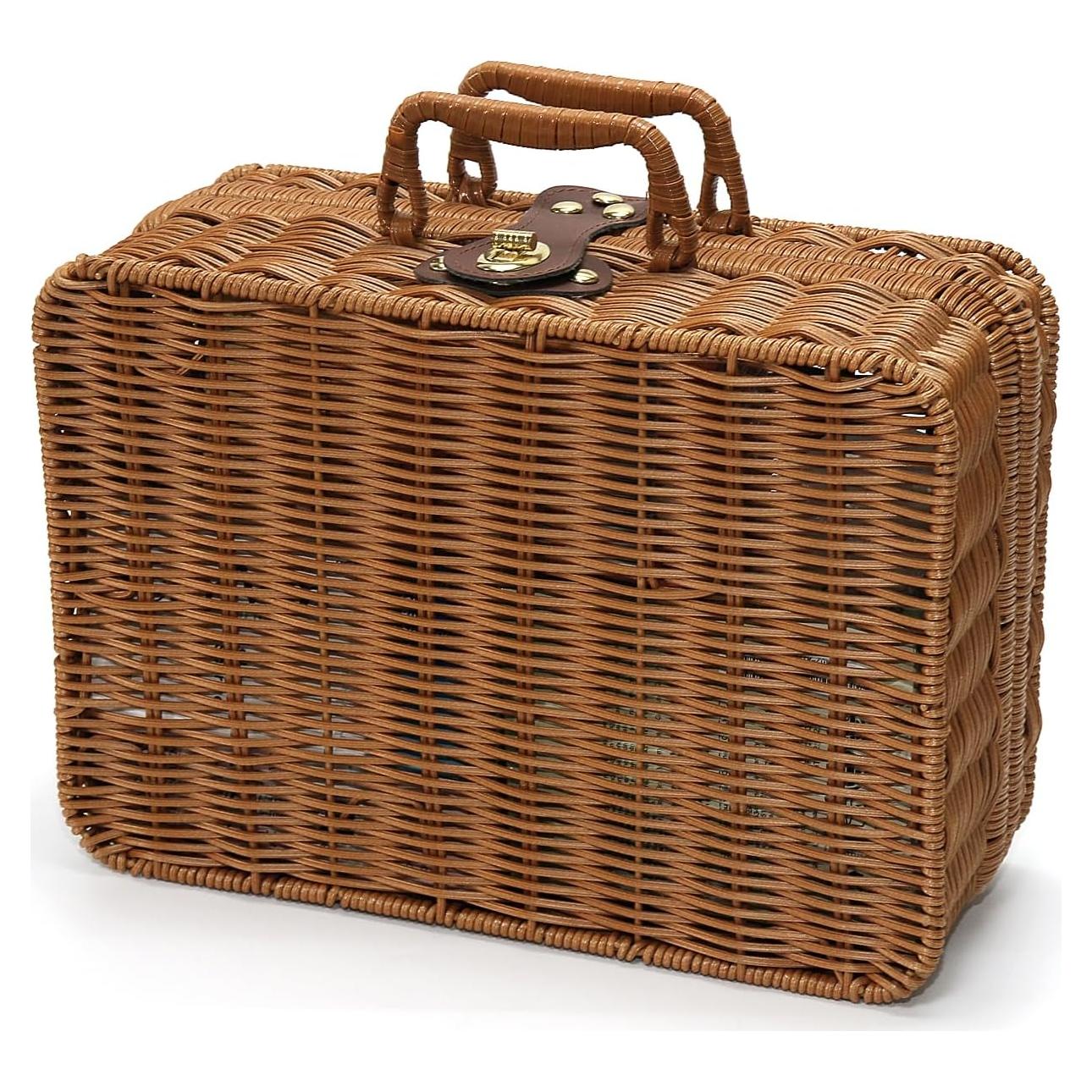 Cesta de Picnic Etnorsu de Mimbre Grande Marrón 29.5x21x12cm