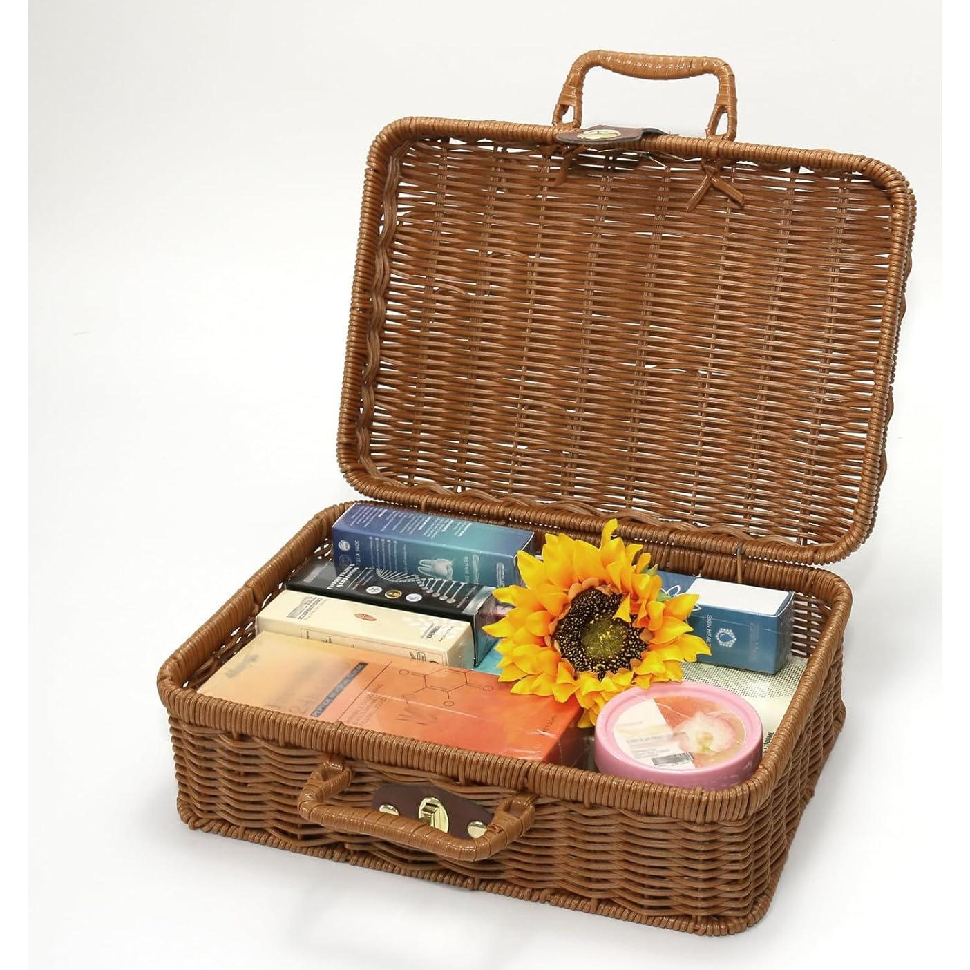 Cesta de Picnic Etnorsu de Mimbre Grande Marrón 29.5x21x12cm