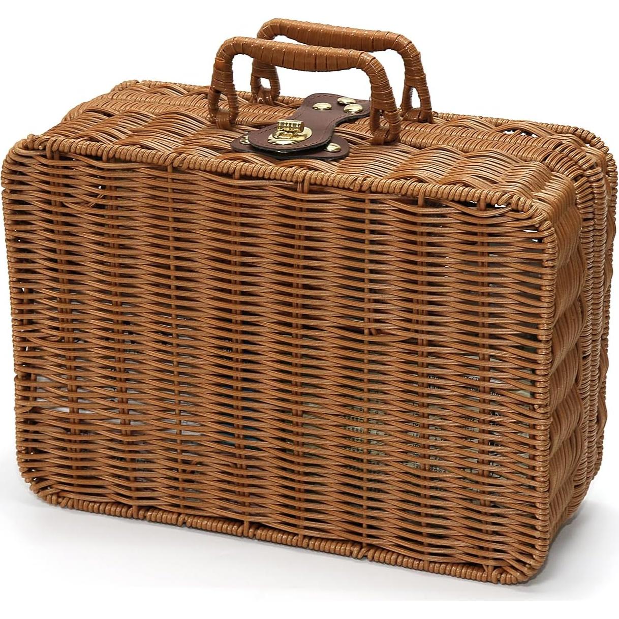 Cesta de Picnic Etnorsu de Mimbre Grande Marrón 29.5x21x12cm