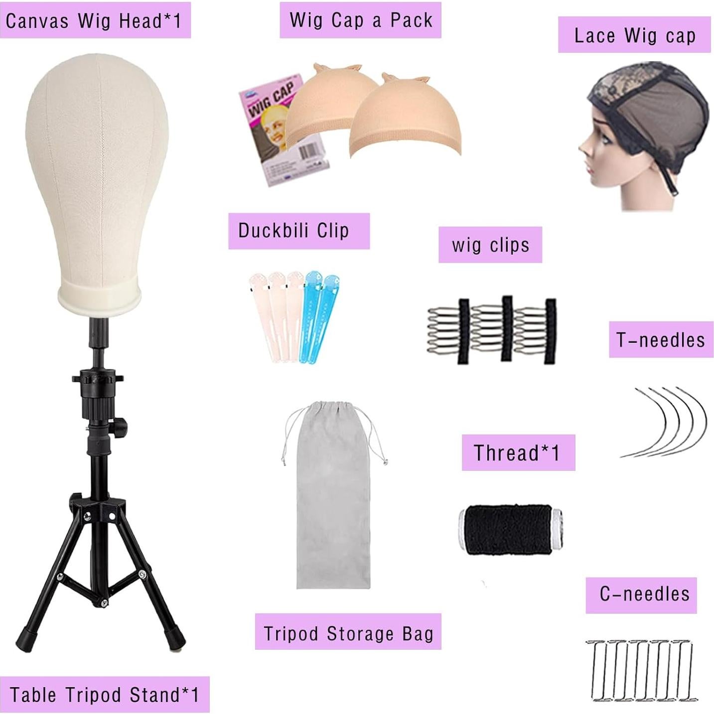 Soporte para Cabeza de Peluca LUNGCYX 22 Pulgadas con Trípode