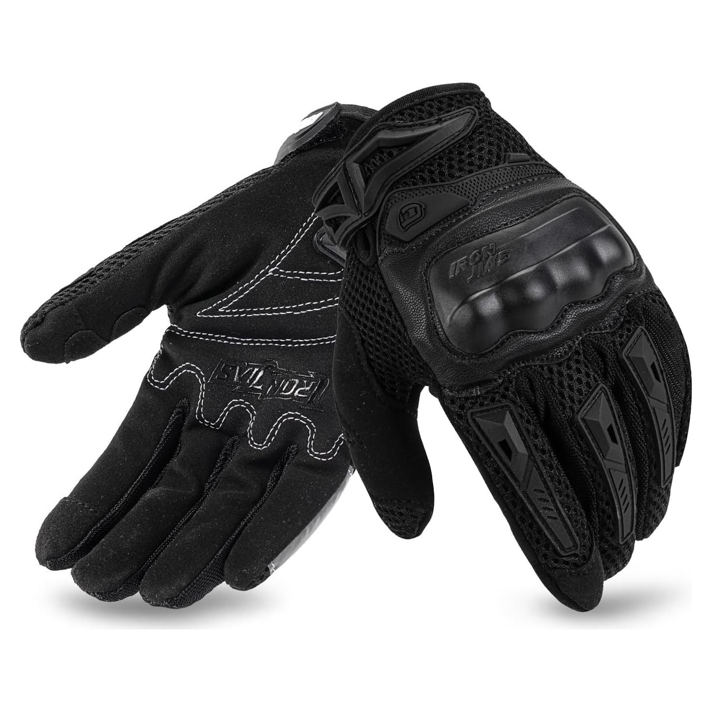 Guantes de Moto IRON JIA'S para Hombre y Mujer - Talla Grande, Negro