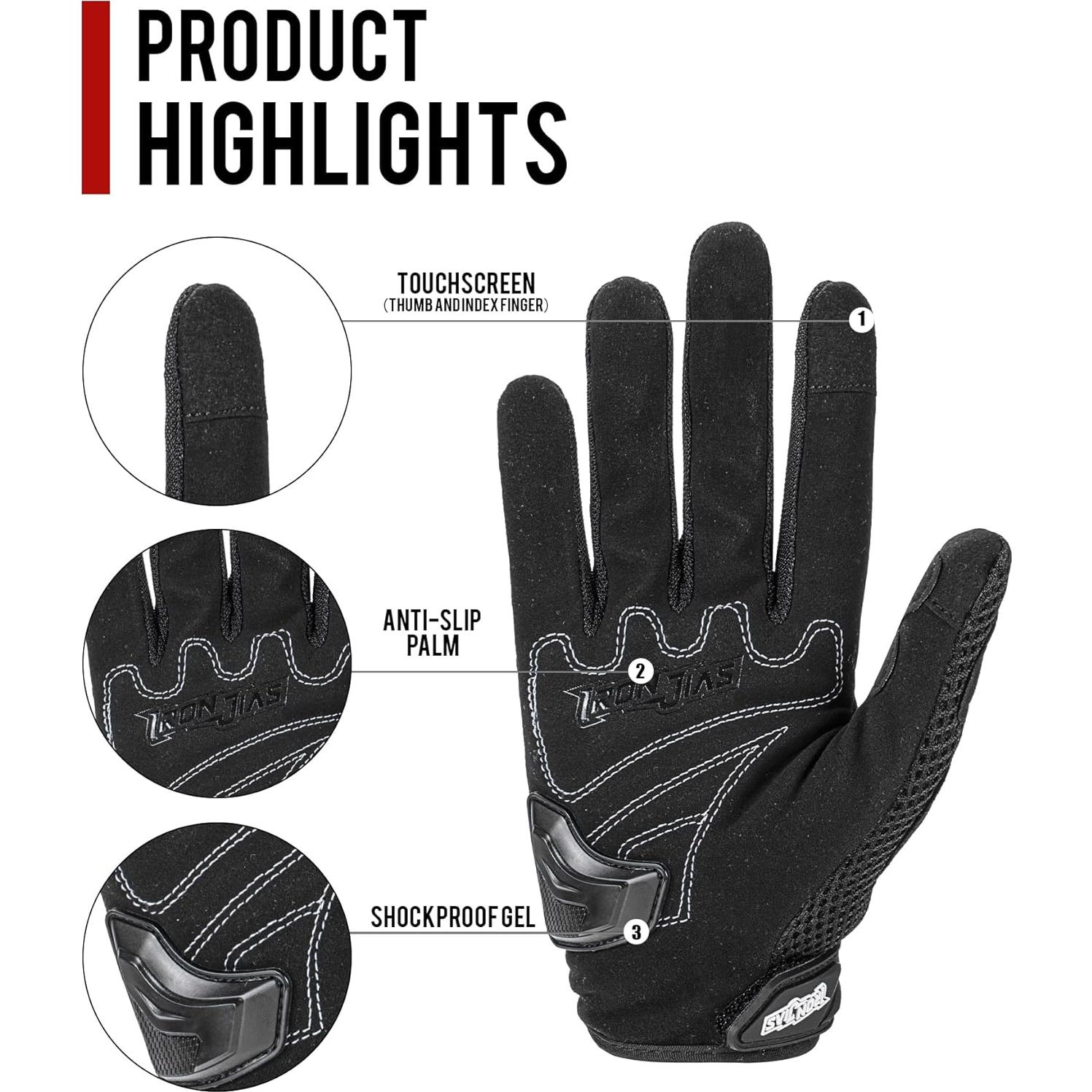 Guantes de Moto IRON JIA'S para Hombre y Mujer - Talla Grande, Negro