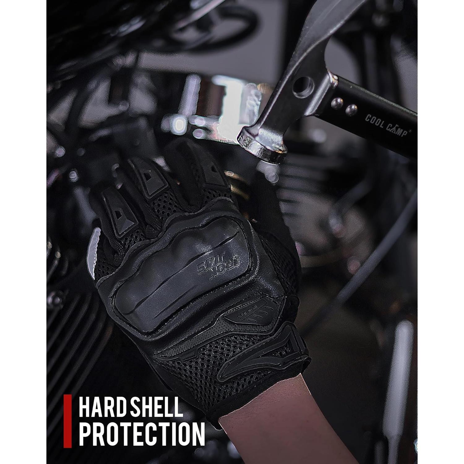 Guantes de Moto IRON JIA'S para Hombre y Mujer - Talla Grande, Negro