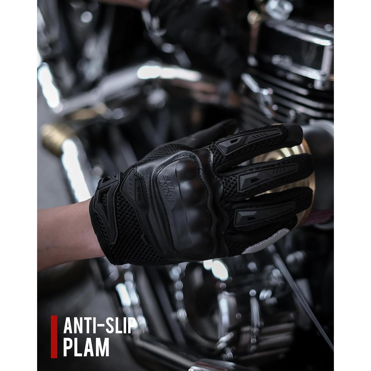 Guantes de Moto IRON JIA'S para Hombre y Mujer - Talla Grande, Negro