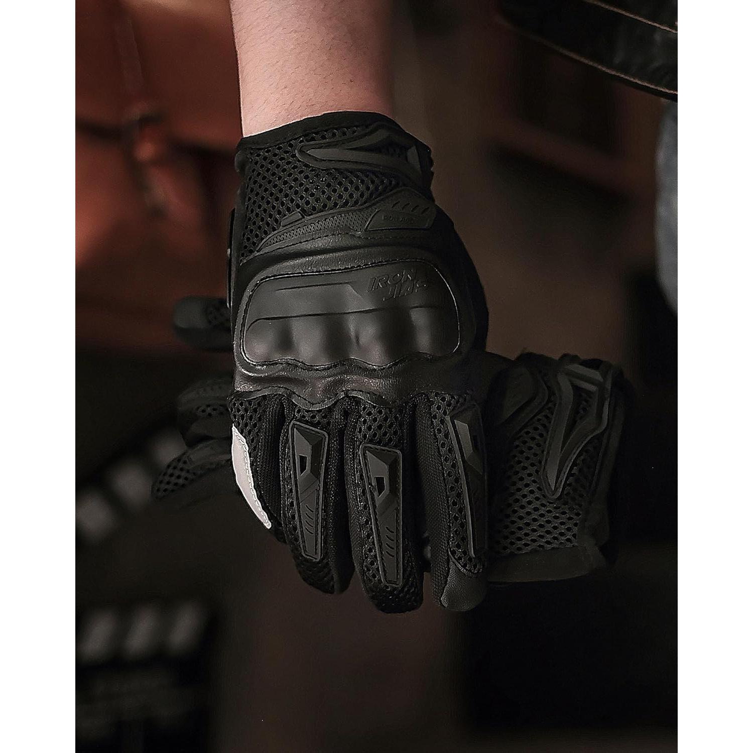 Guantes de Moto IRON JIA'S para Hombre y Mujer - Talla Grande, Negro