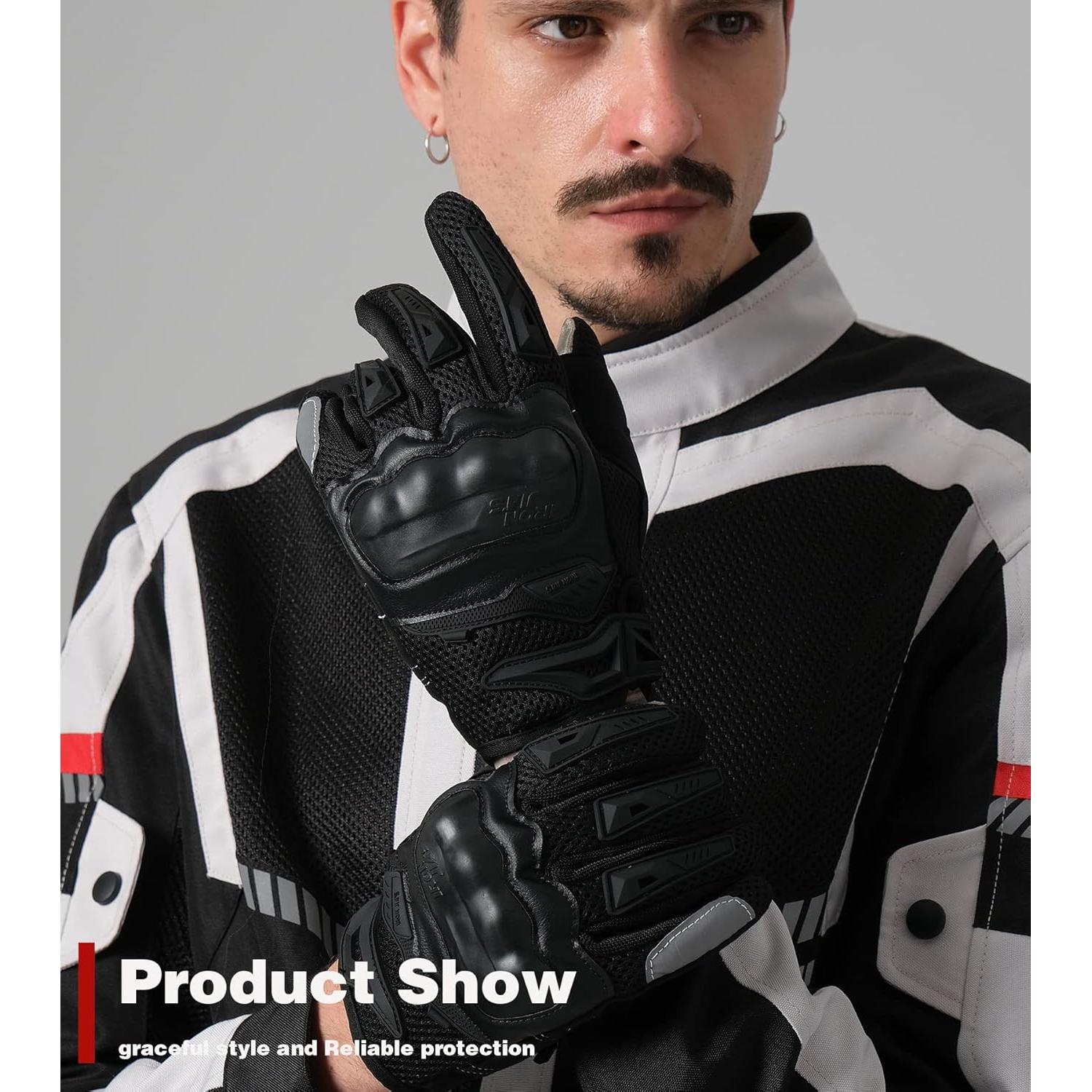 Guantes de Moto IRON JIA'S para Hombre y Mujer - Talla Grande, Negro