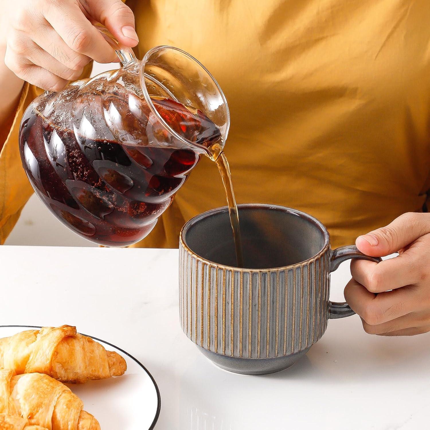 Juego de 4 Tazas de Café Hasense de Cerámica 15 oz Marrón