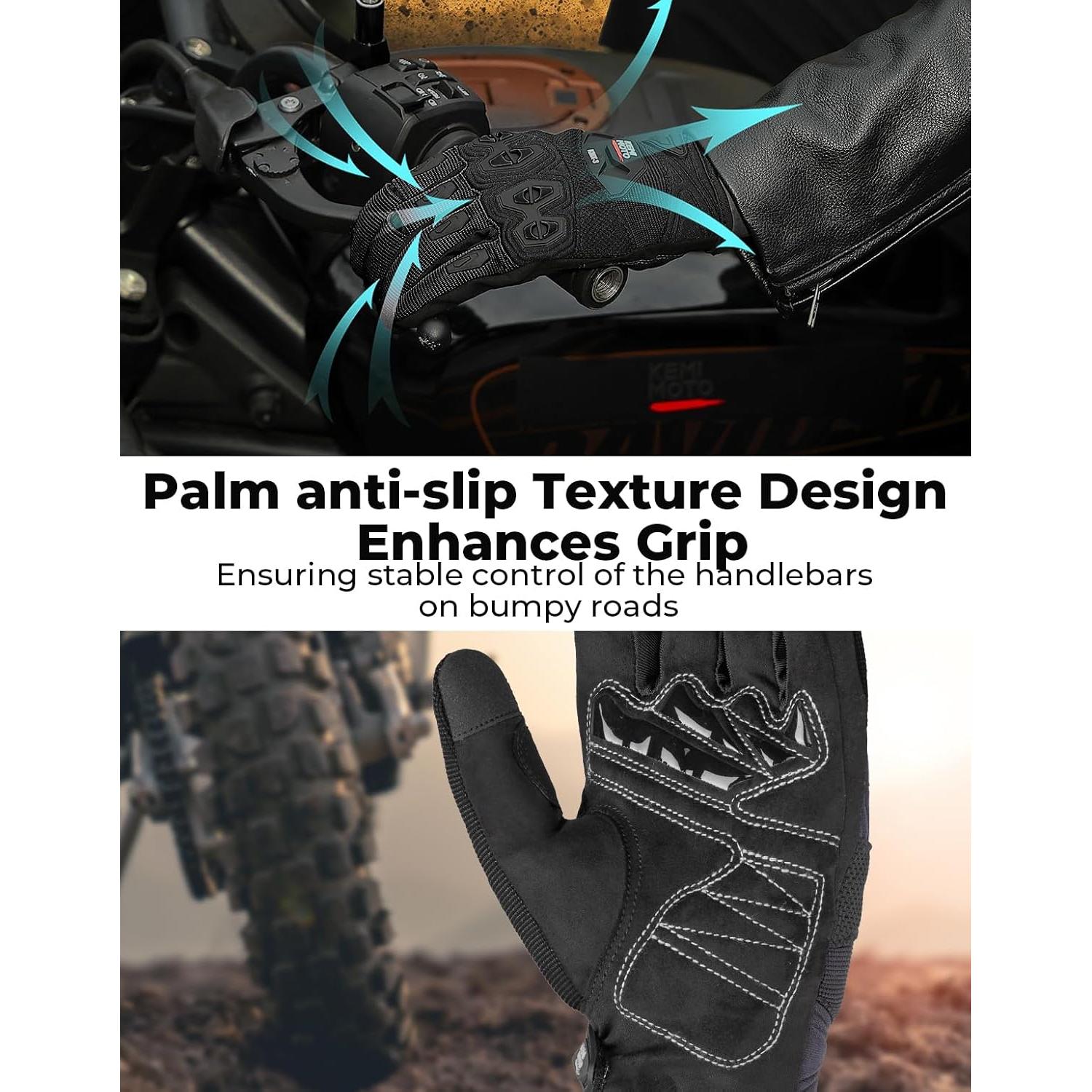 Guantes de Moto KEMIMOTO Negros M con Pantalla Táctil