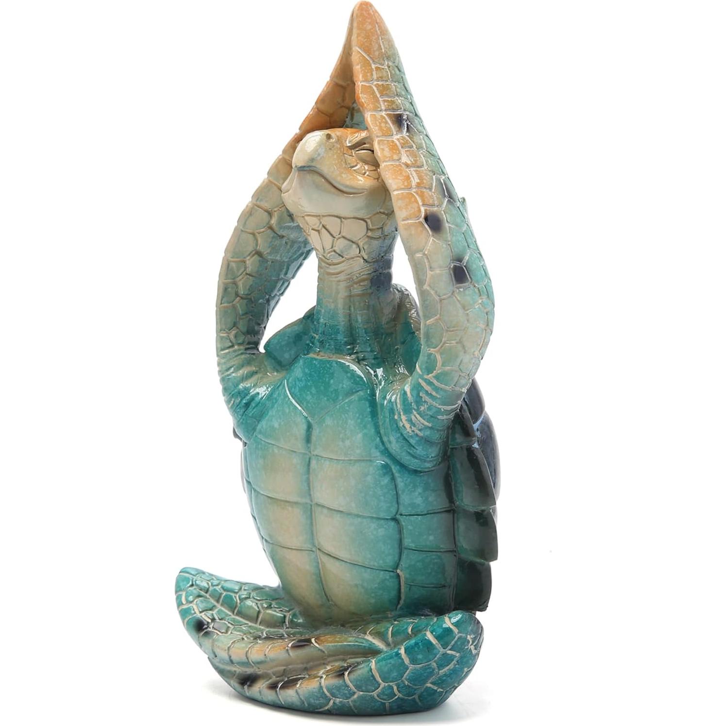 Estatua Decorativa Tortuga Marina Zen Yoga Azul 19.7cm