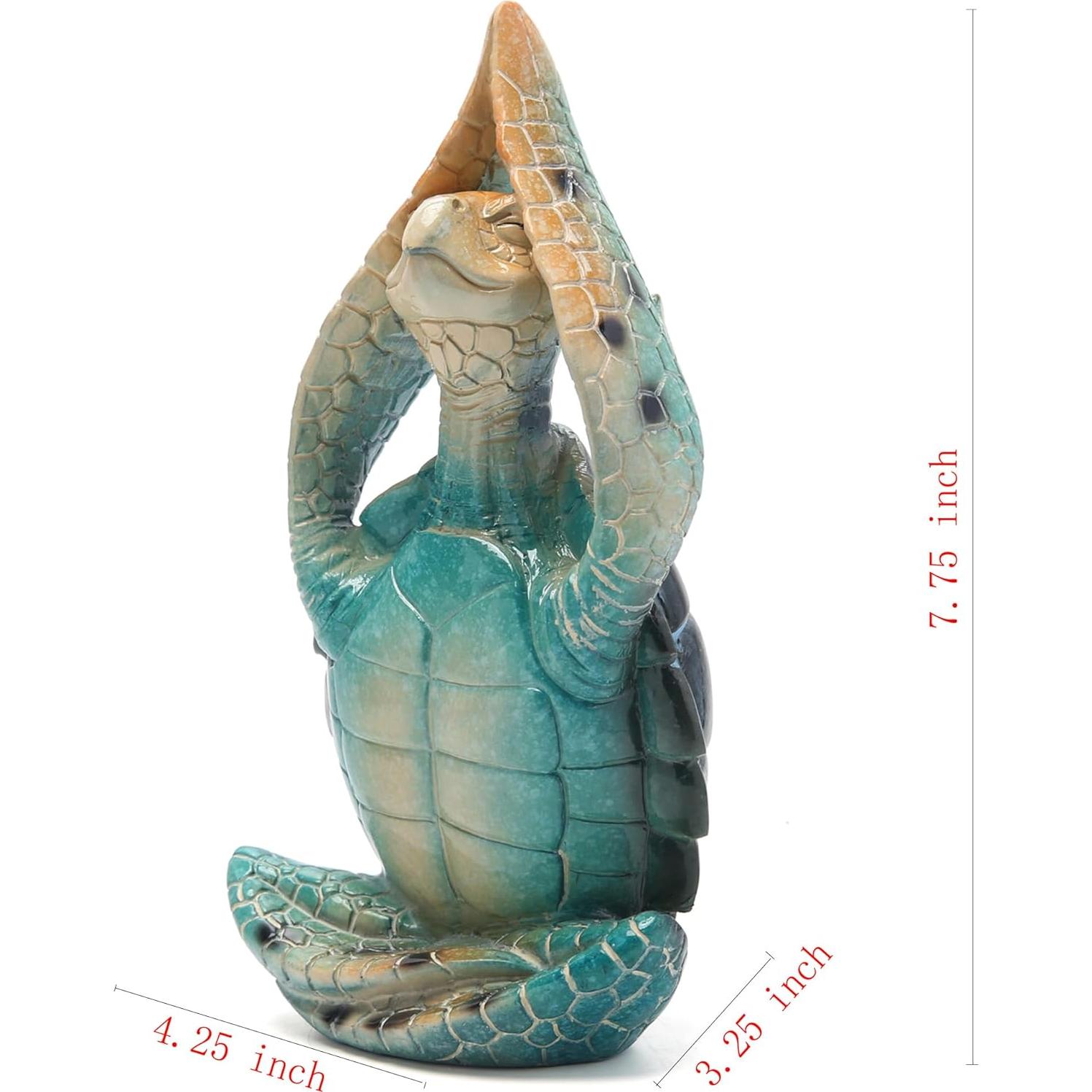 Estatua Decorativa Tortuga Marina Zen Yoga Azul 19.7cm