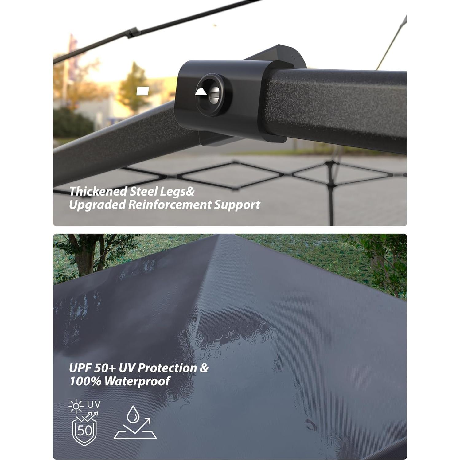 Carpa Plegable HobbyField 10x10 Pies Impermeable Negra