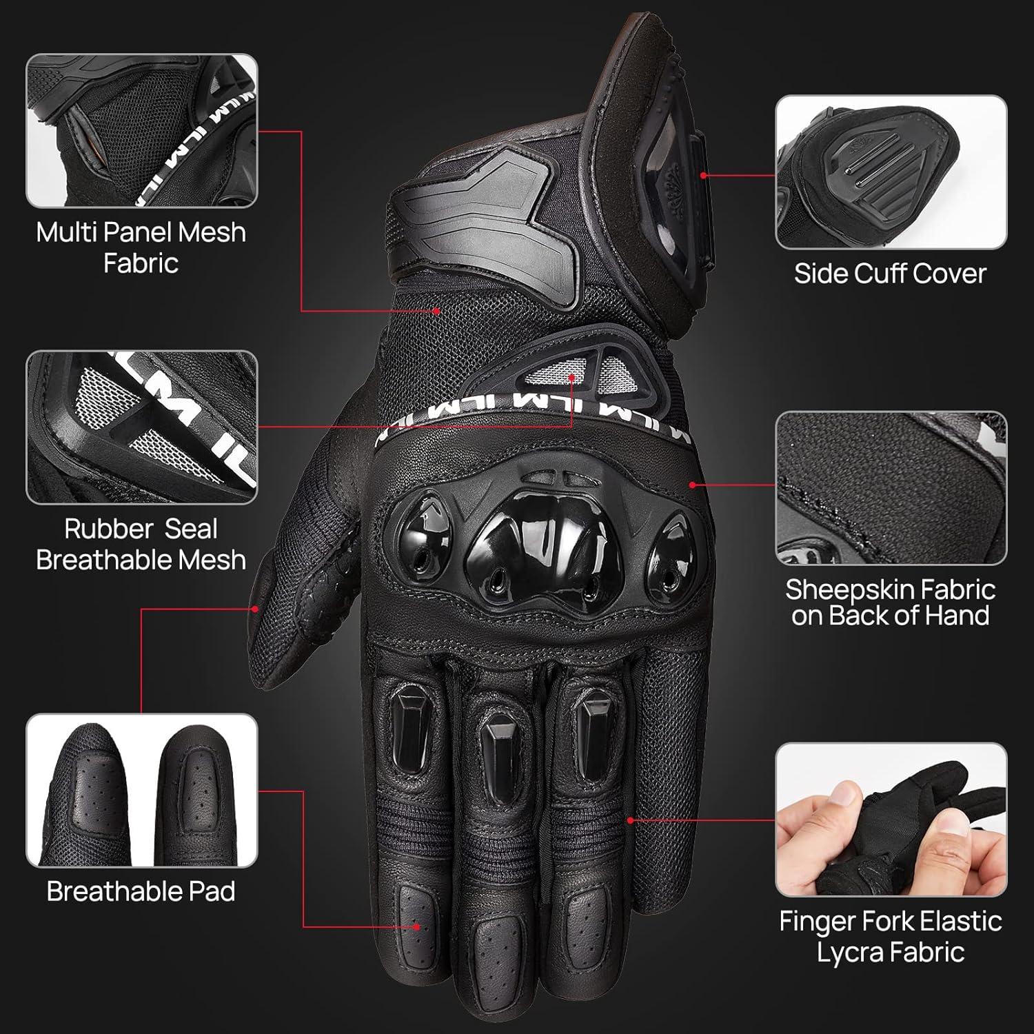 Guantes de Motocicleta ILM WD01 Unisex Táctiles Negros