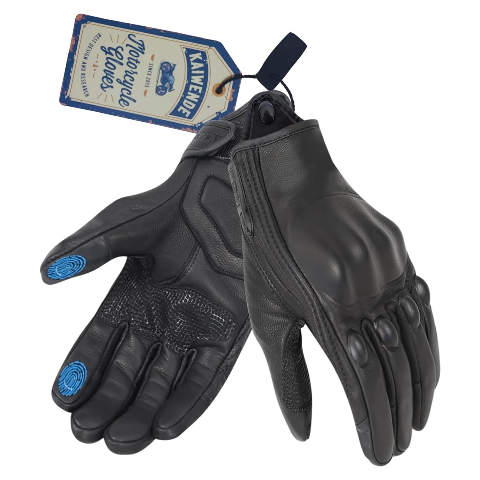 Guantes de Motocicleta KAIWENDE de Cuero con Pantalla Táctil