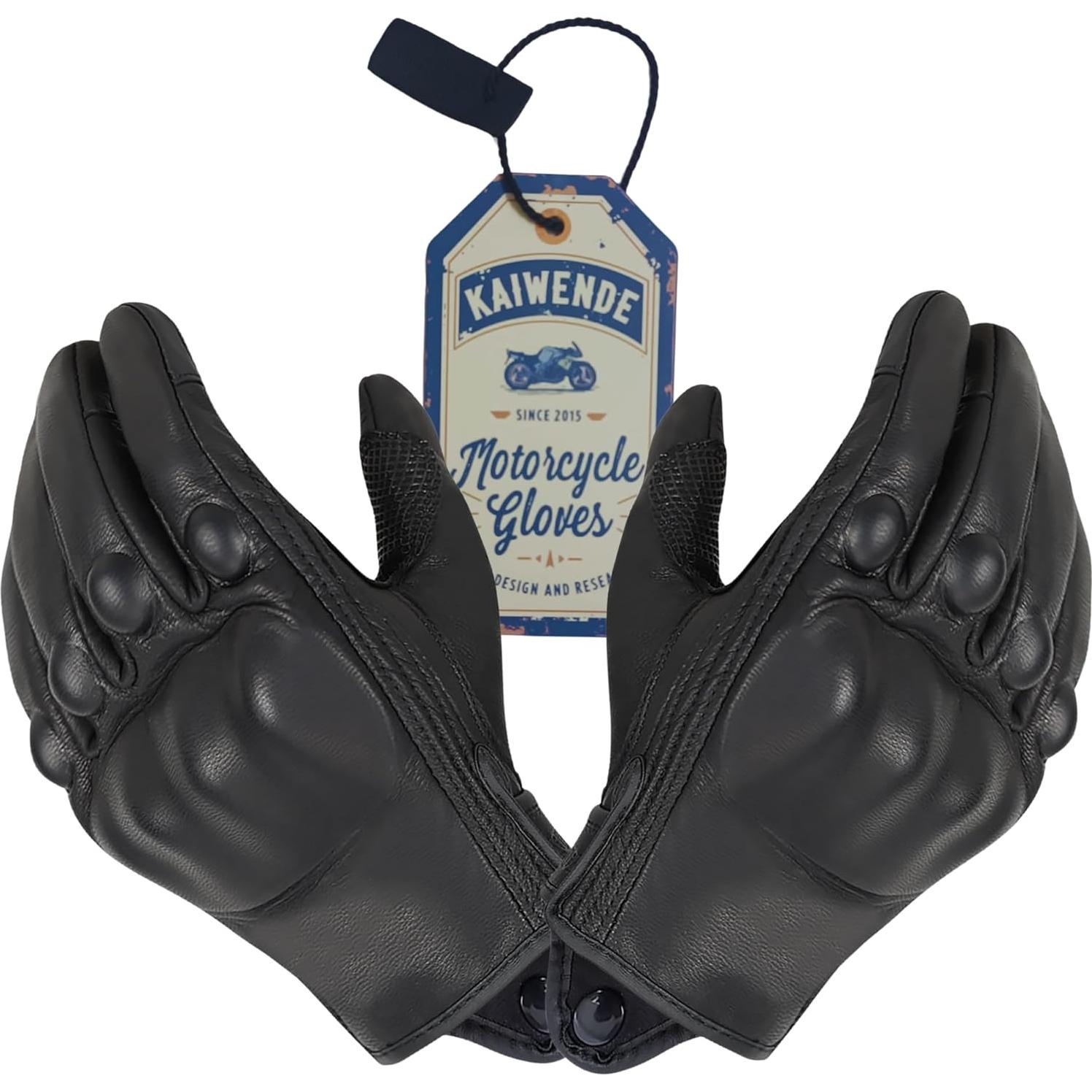 Guantes de Motocicleta KAIWENDE de Cuero con Pantalla Táctil