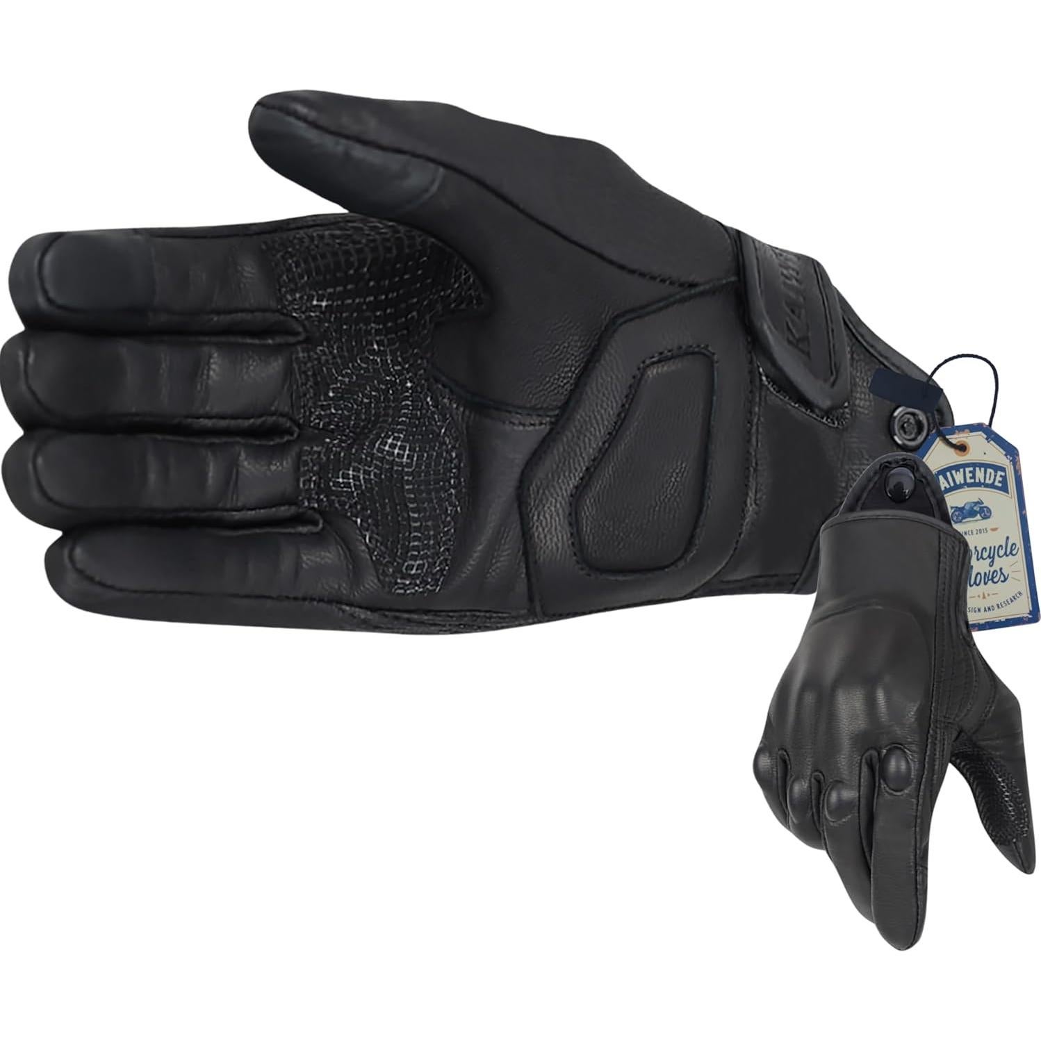 Guantes de Motocicleta KAIWENDE de Cuero con Pantalla Táctil