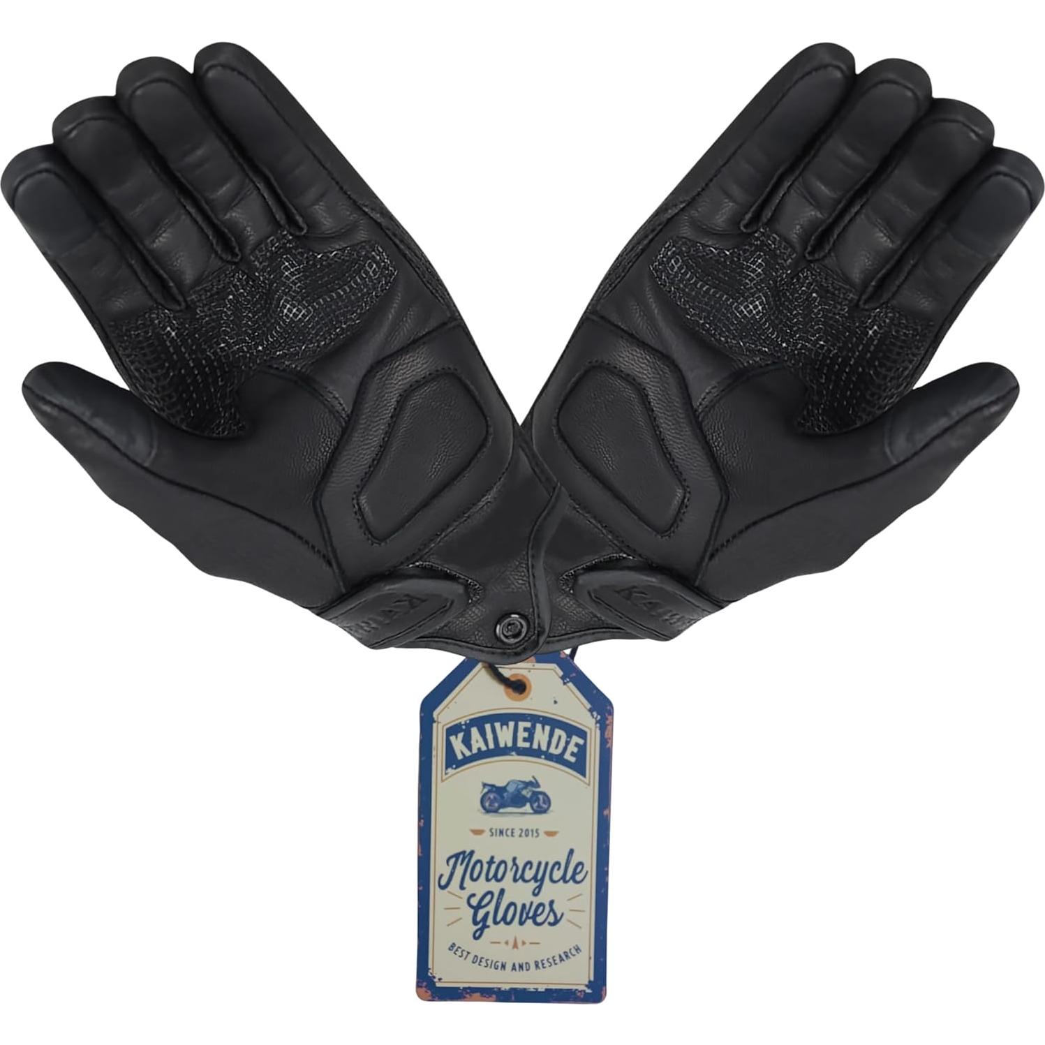 Guantes de Motocicleta KAIWENDE de Cuero con Pantalla Táctil