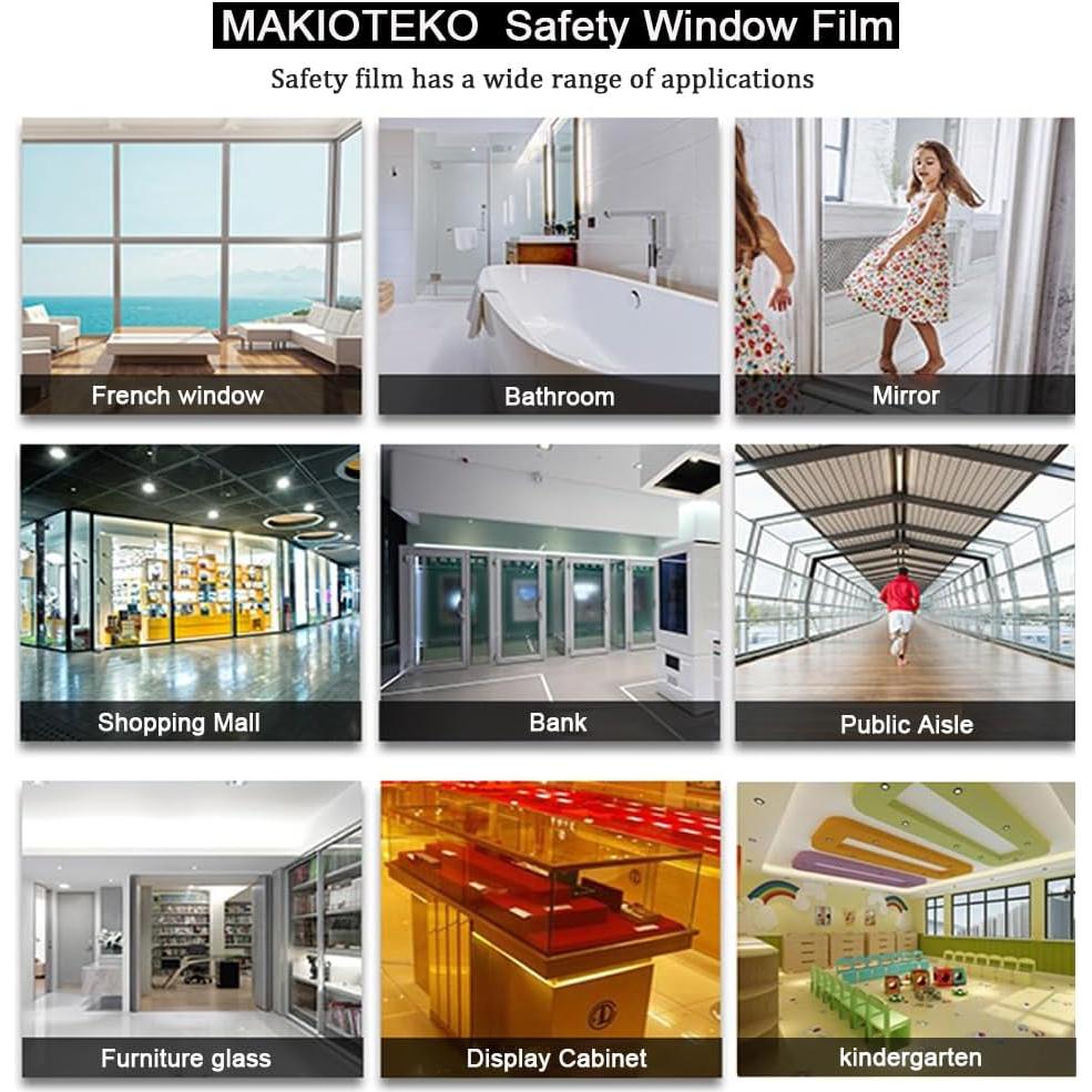 Película de Seguridad para Ventanas MAKIOTEKO 45x200cm Transparente
