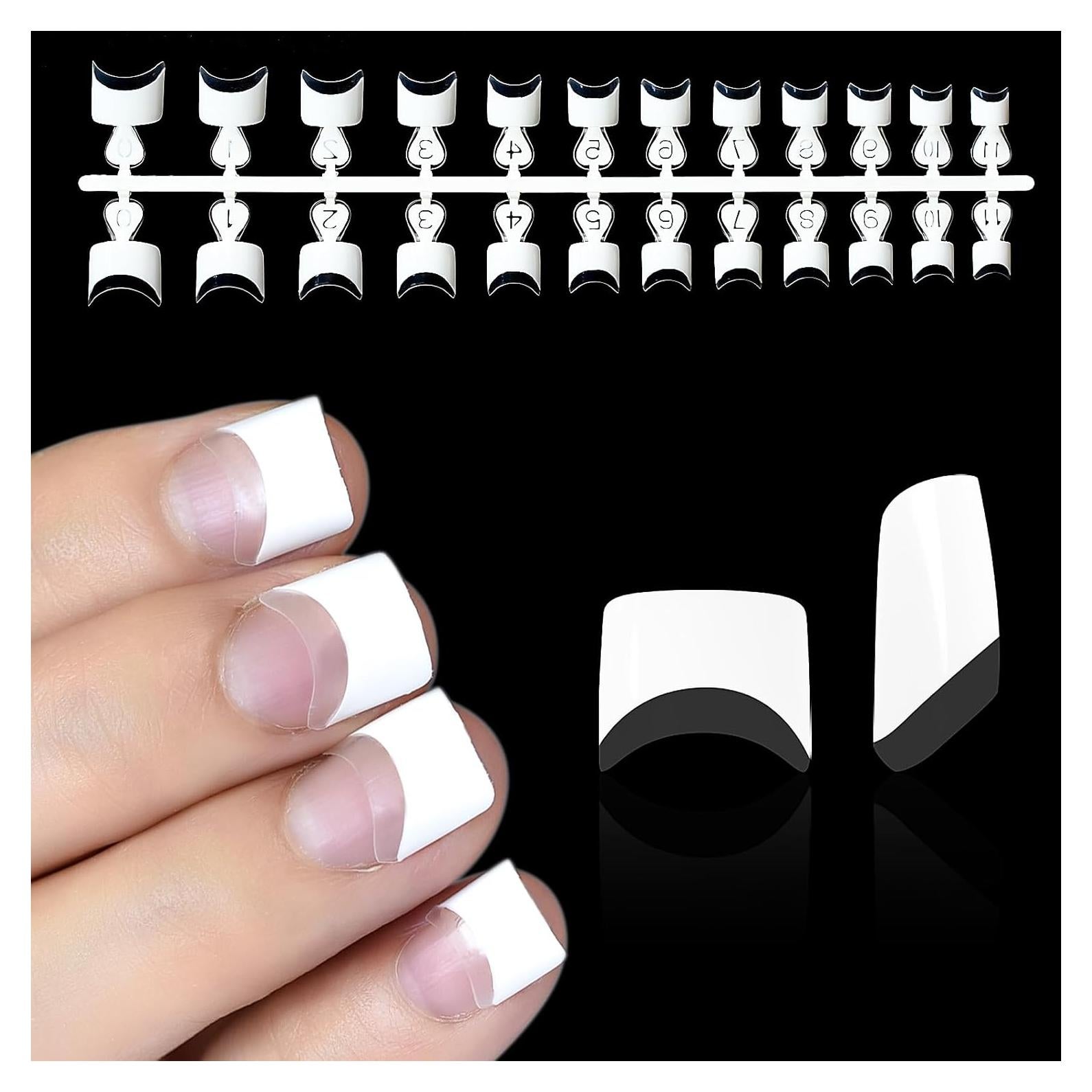 Puntas de Uñas Falsas Coolnail 120 Pcs Media Cubierta Francesa
