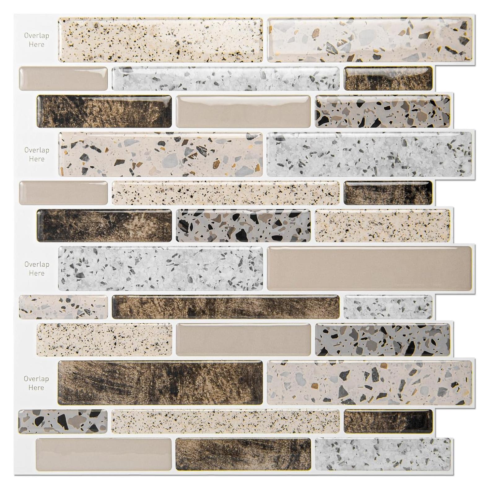 Azulejos Adhesivos Art3dwallpanels 10 Hojas 30.48x30.48cm Marrón